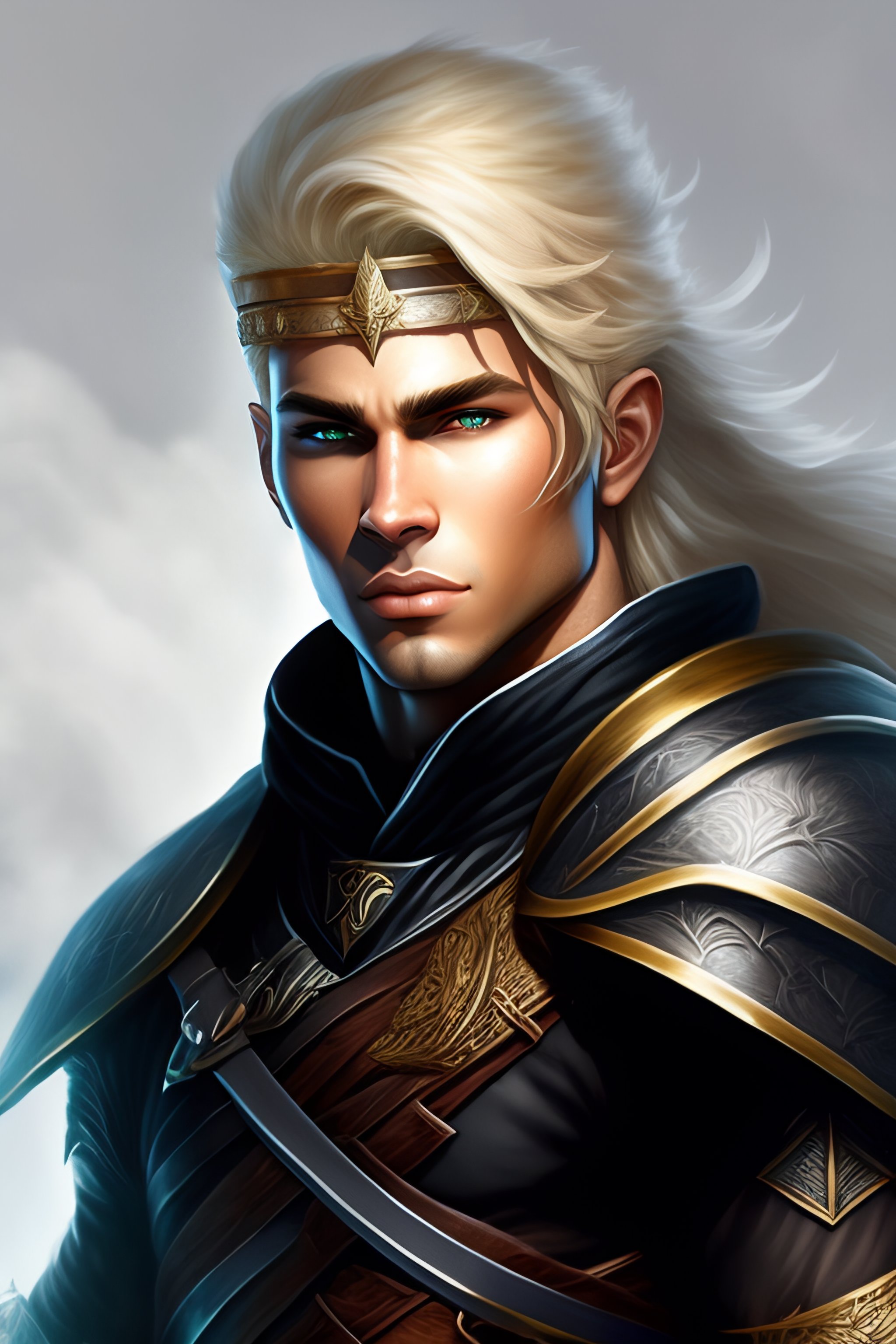 Lexica - Black and white Sketch D&D Male Ranger with blond hair