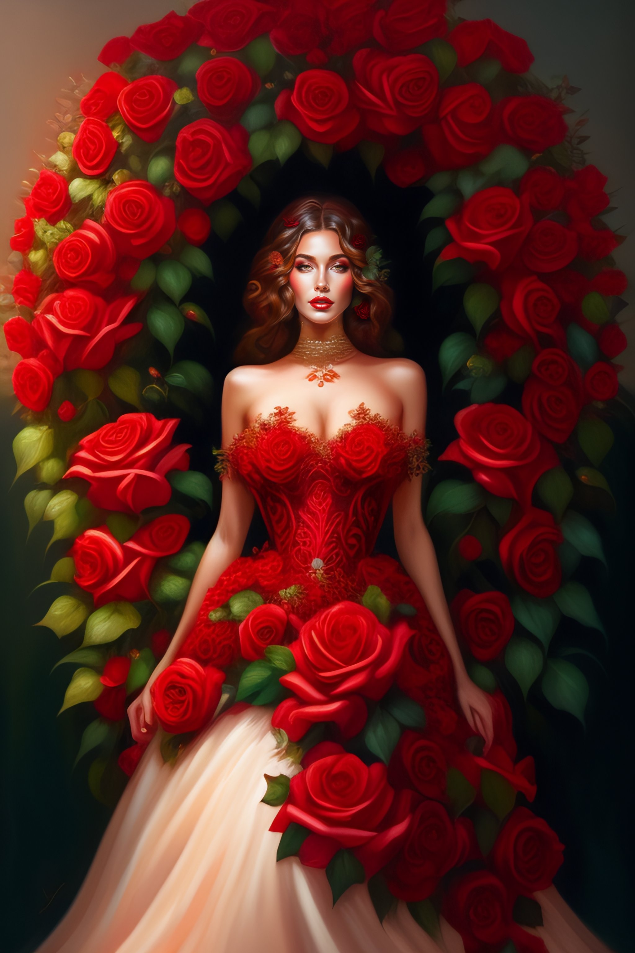 Lexica - Full body image of a beautiful woman covered in ivy and red ...