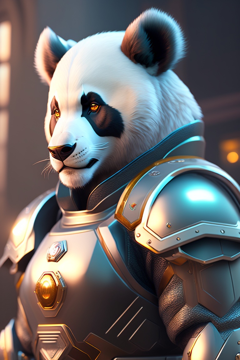 Lexica - Portrait of a cybernetic Panda with gada, gray hair fur, abs ...