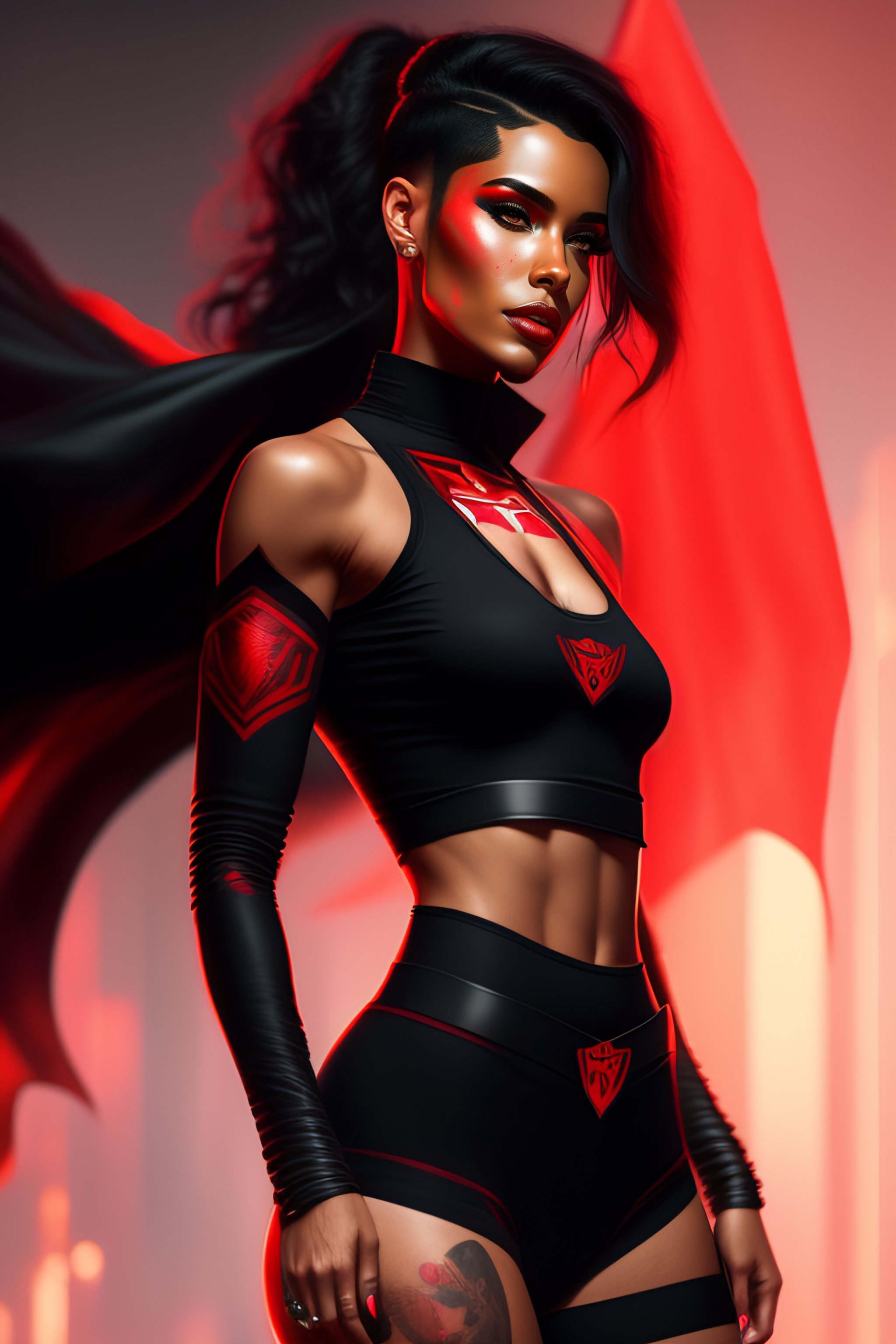 Lexica Beautiful Super Hero Woman With Black Short Hair Wearing Red 