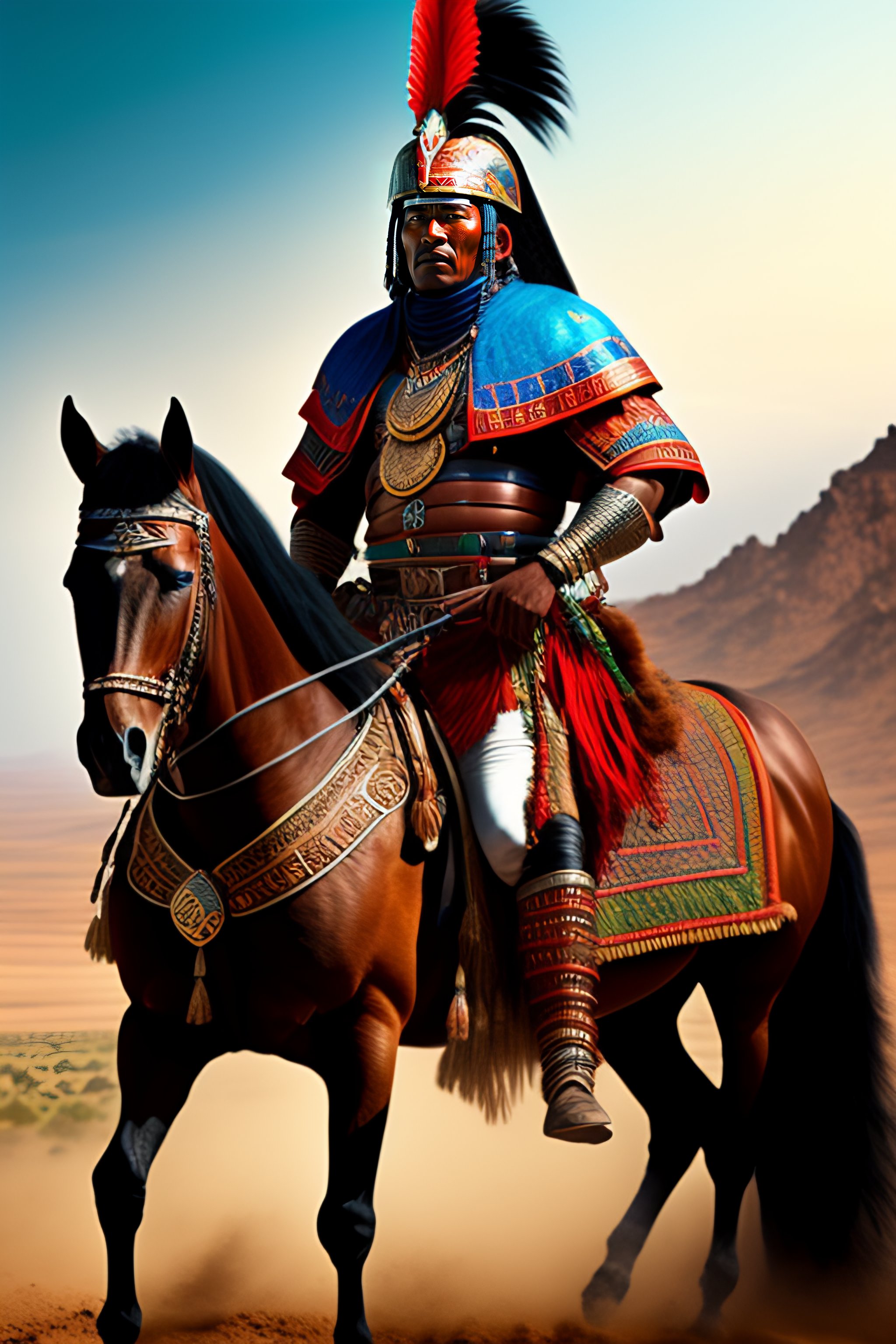 Lexica - An Aztec warrior on horse