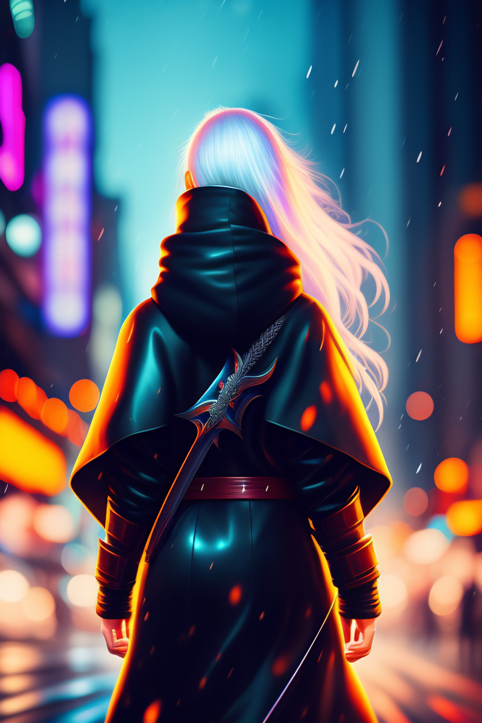 Anime Warrior Girl With White Hair