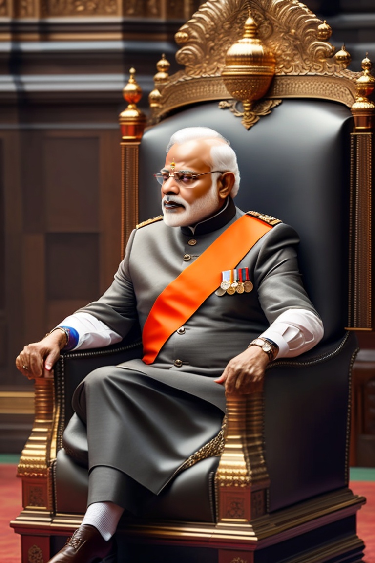 Lexica - Indian Prime Minister Narendra Modi Sitting On Throne, With ...