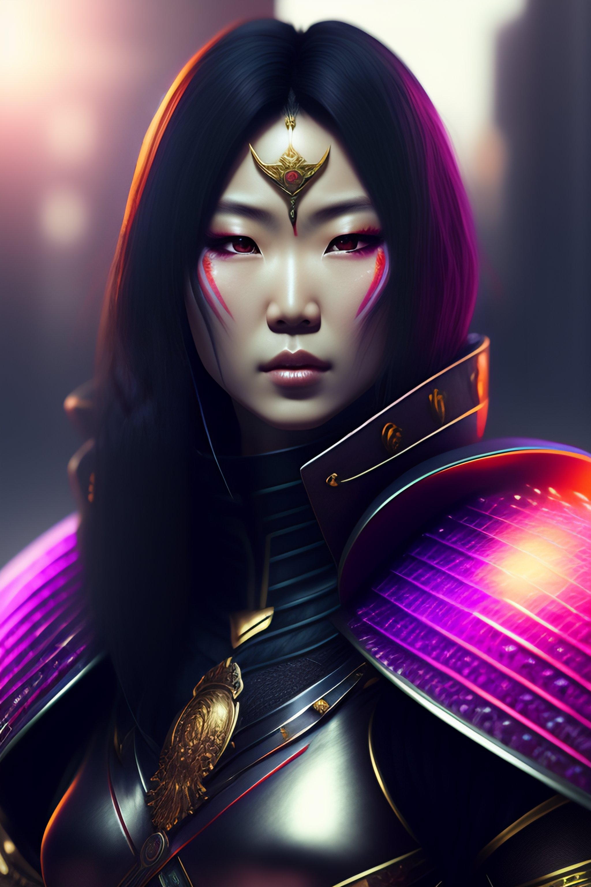 Lexica - A japanese female warrior, cyberpunk, fullmoon background ...