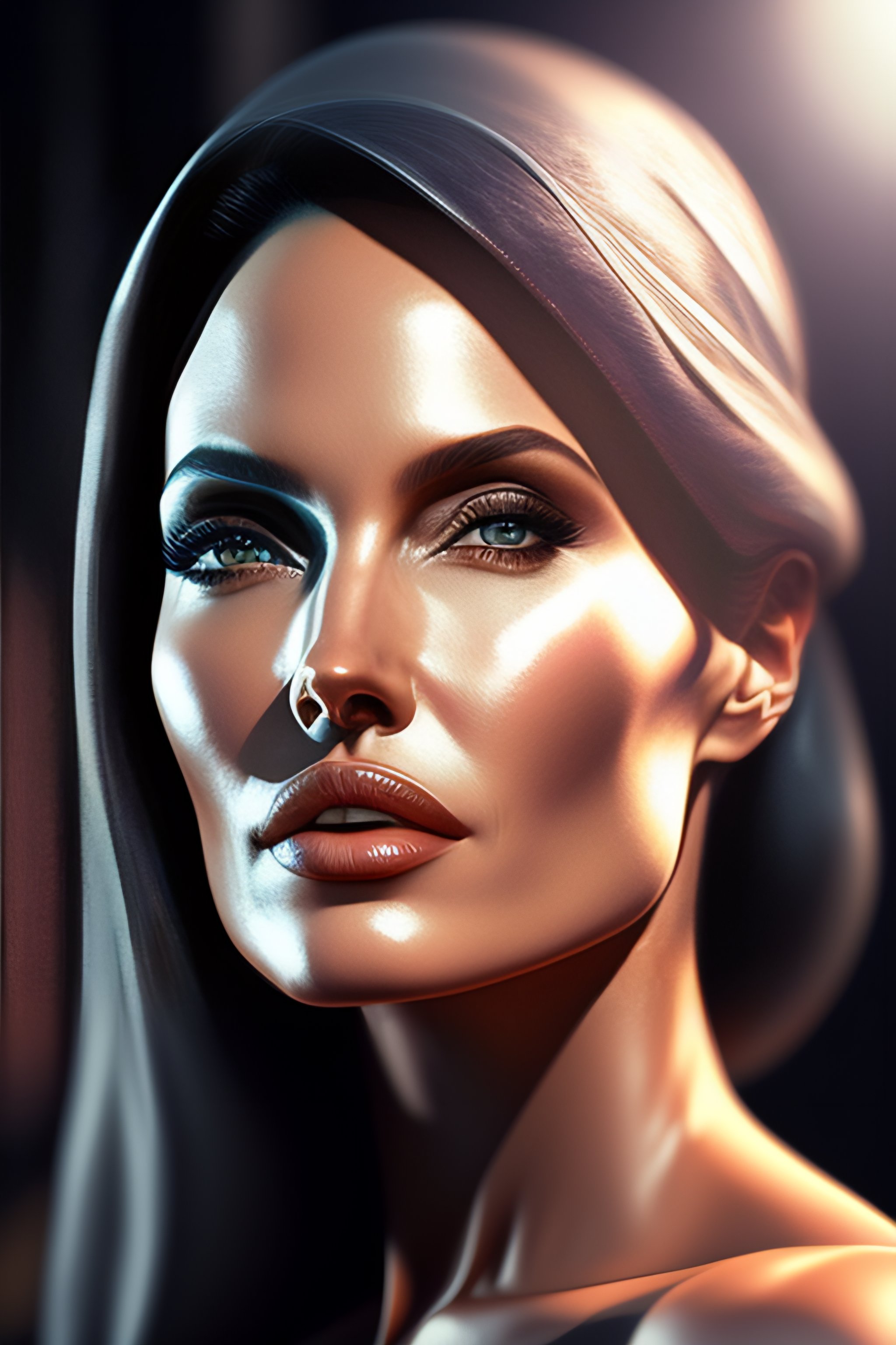 Lexica Realistic 3d Render Ultra Detailed Of A Beautiful Porcelain Profile Angelina Jolie Face 