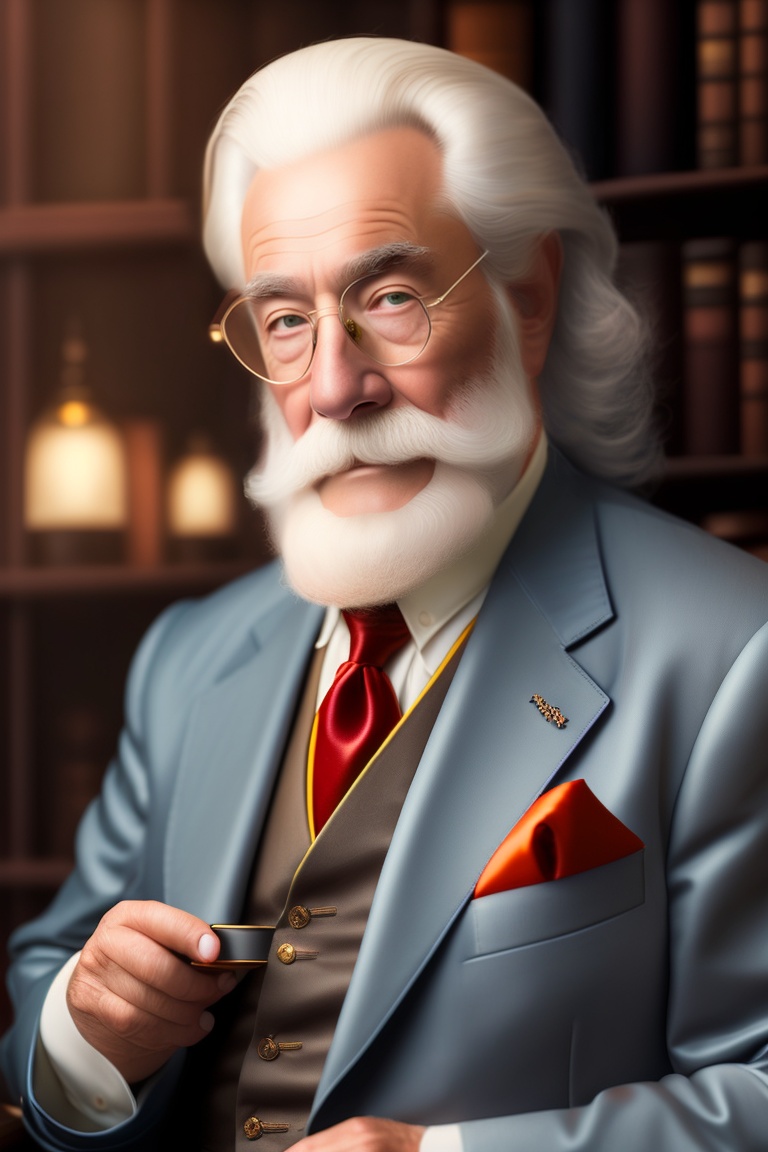 Lexica Old Man White Beard Long White Hair Suit Style