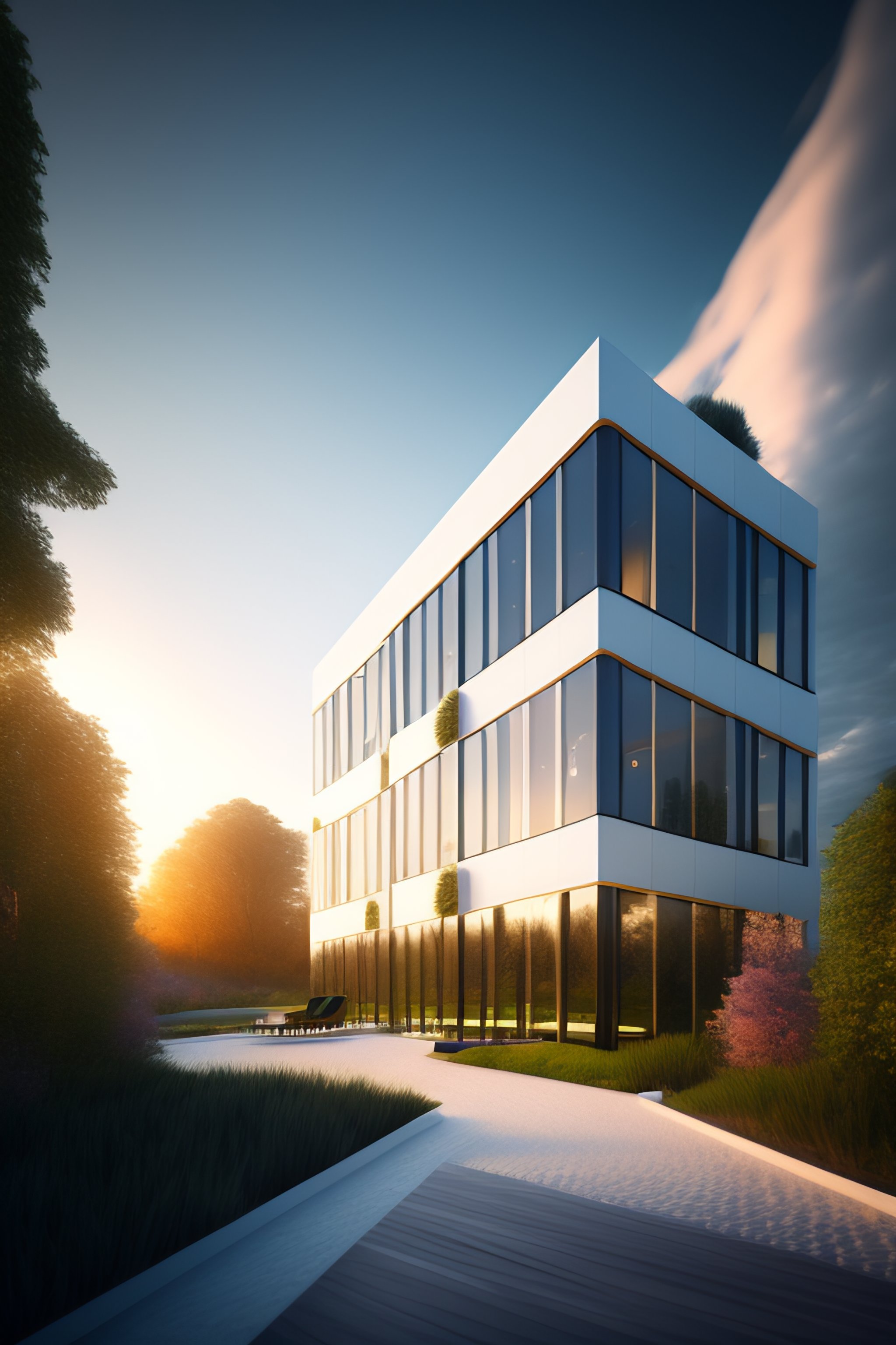 Lexica - Surreal modern 8 stories codominium, dinamic form and shape ...