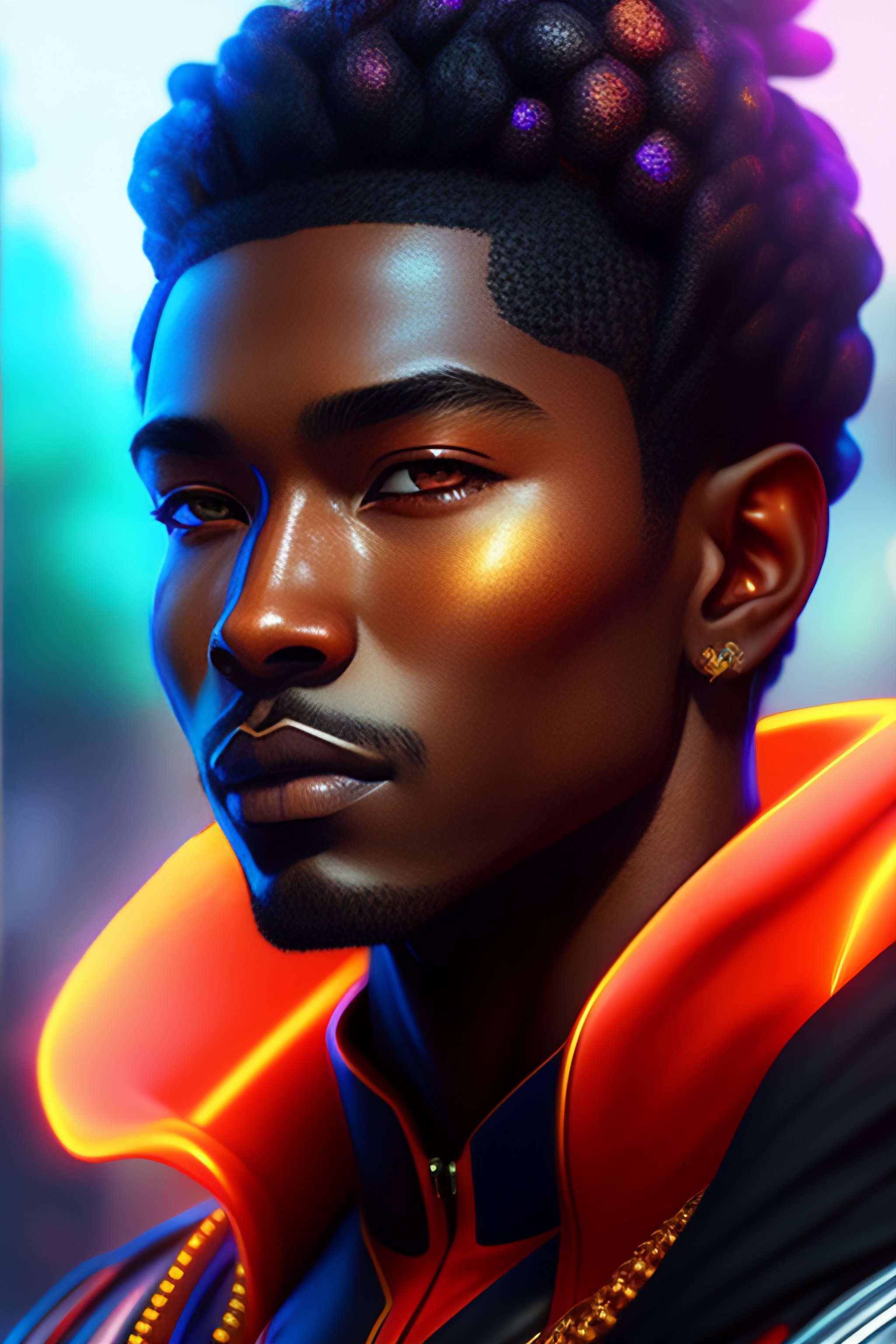 Lexica - Portrait of a dark-skinned male god with glowing golden eyes ...