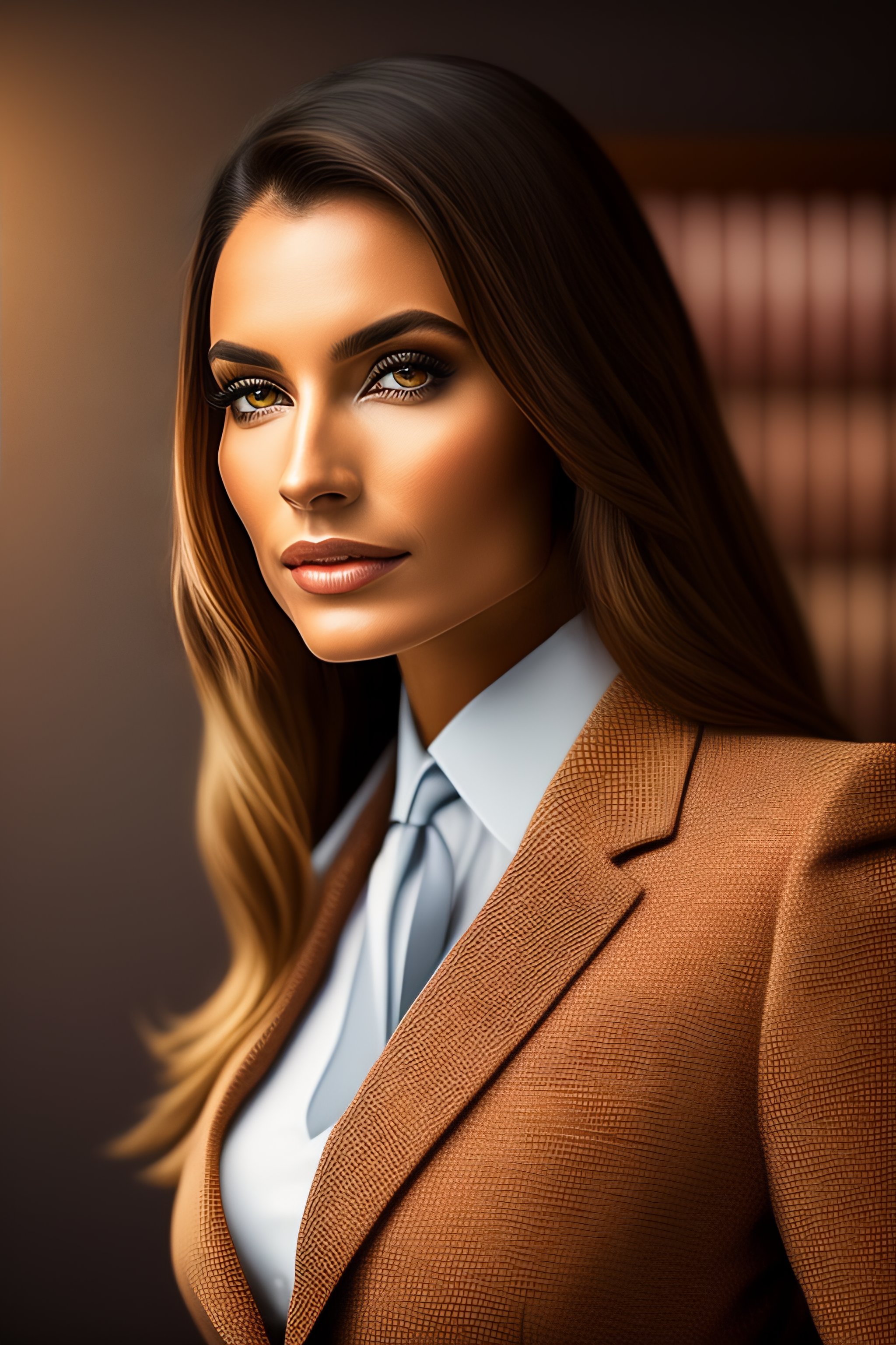 Lexica - Business woman with straight brown long hair, google logo in the  background, intricate fashion clothing, highly detailed, sharp focus
