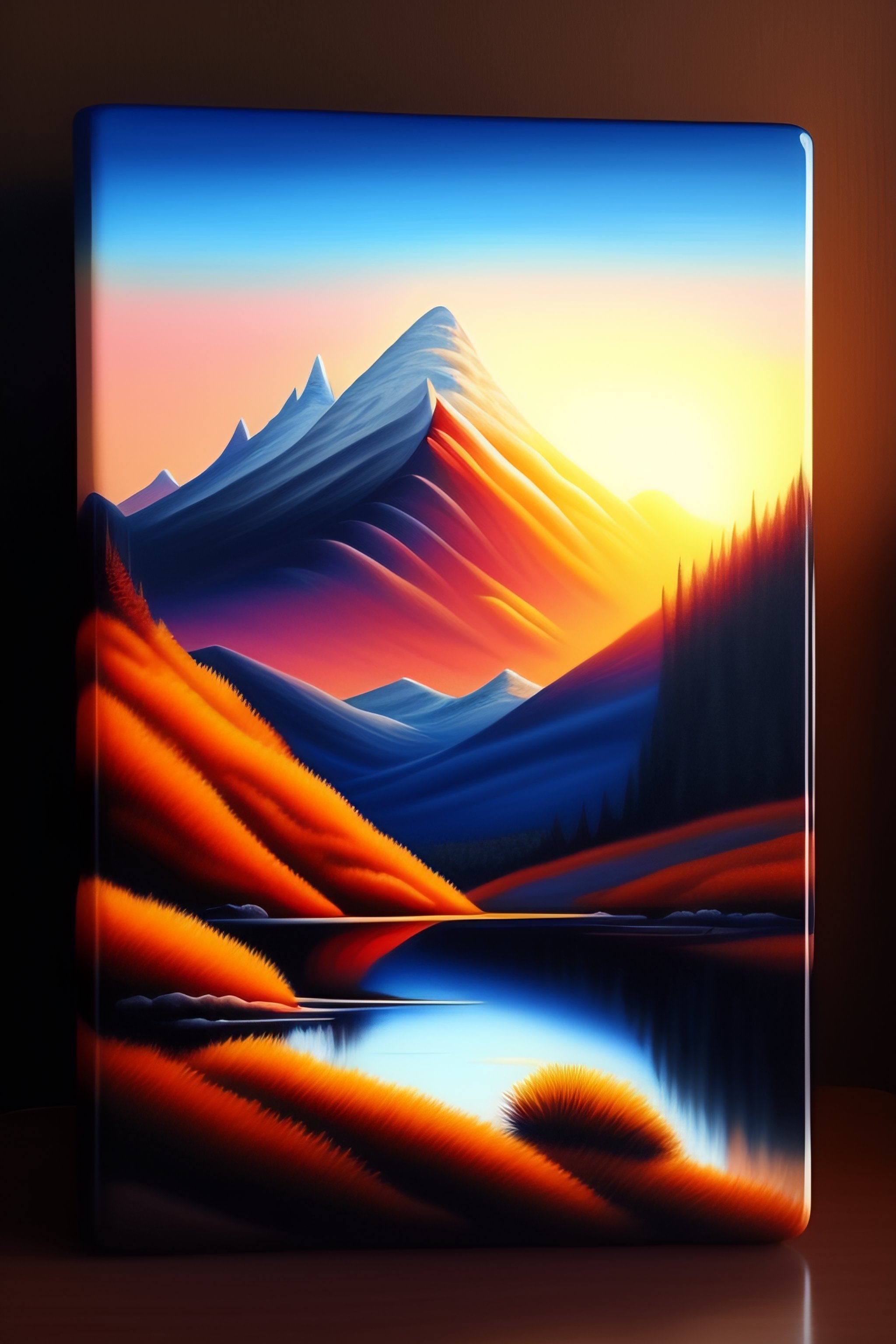 Lexica - Mountain Sunset Oil Painting art