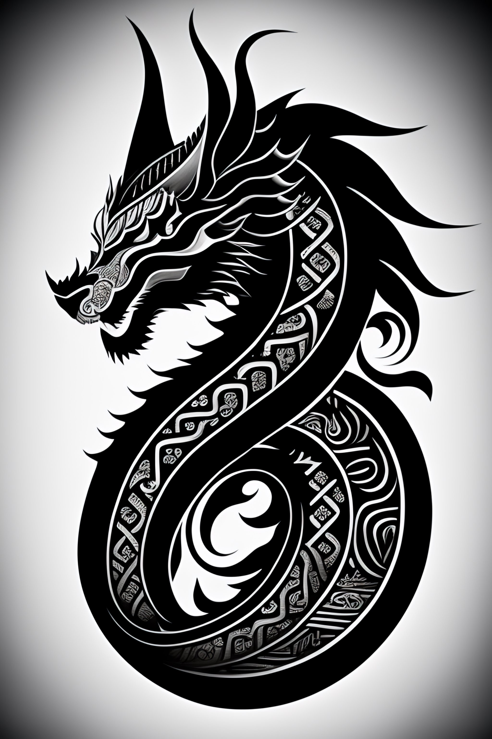 Lexica - A tribal Chinese dragon tattoo by Eiichiro Oda, high poly