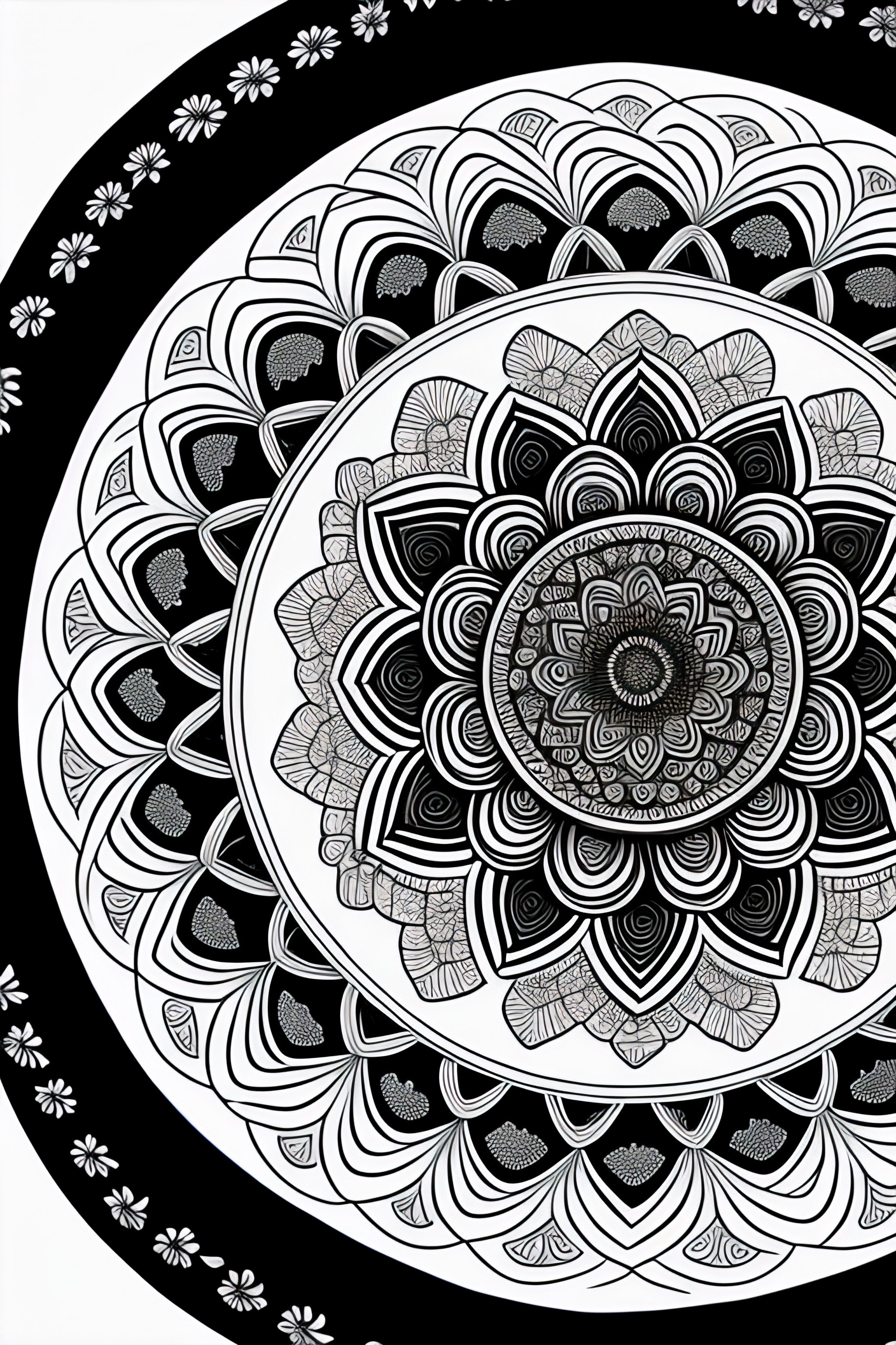 Lexica - Mandala anmials black and white drawing for a coloring book