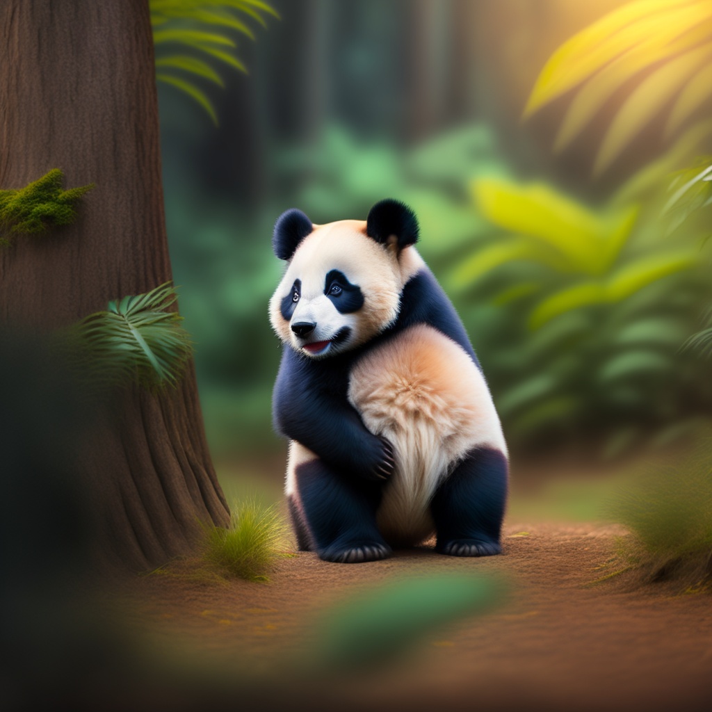 Lexica - Panda baby in beautiful color, full frame at the center very ...