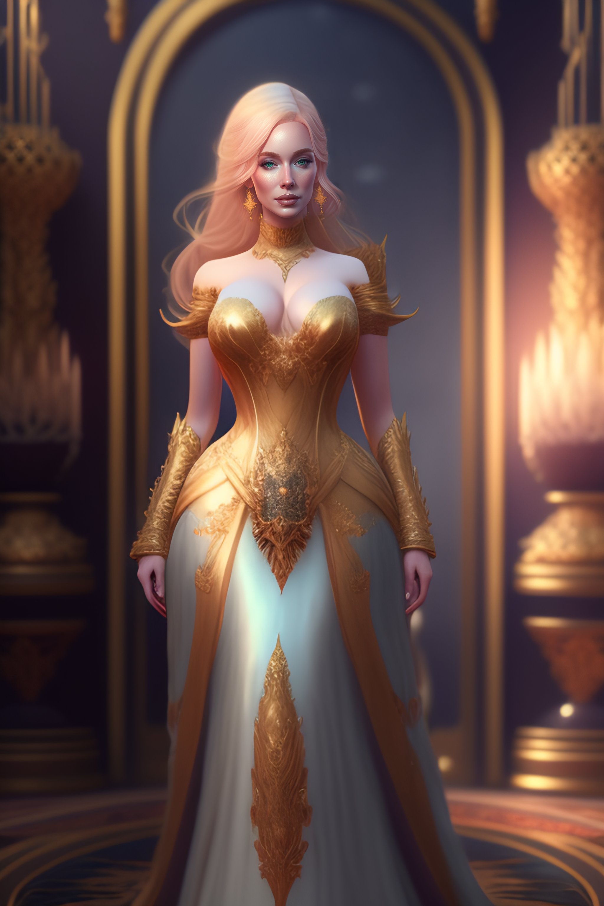 Lexica Blonde Christina Hendricks Walking In Fantasy Throne Room