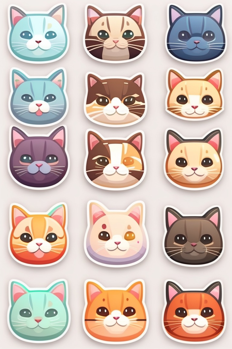 Lexica - Sticker, cat playing games, white background, kawaii