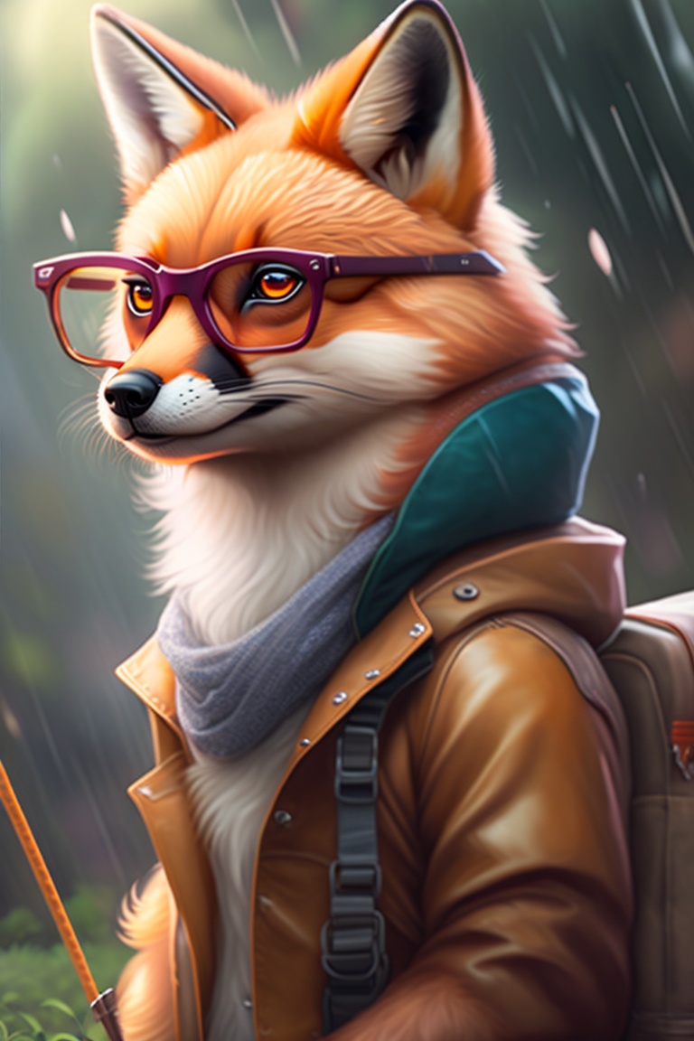 Lexica - Hyper detailed anthropomorphic fox with glasses, anime, in the ...