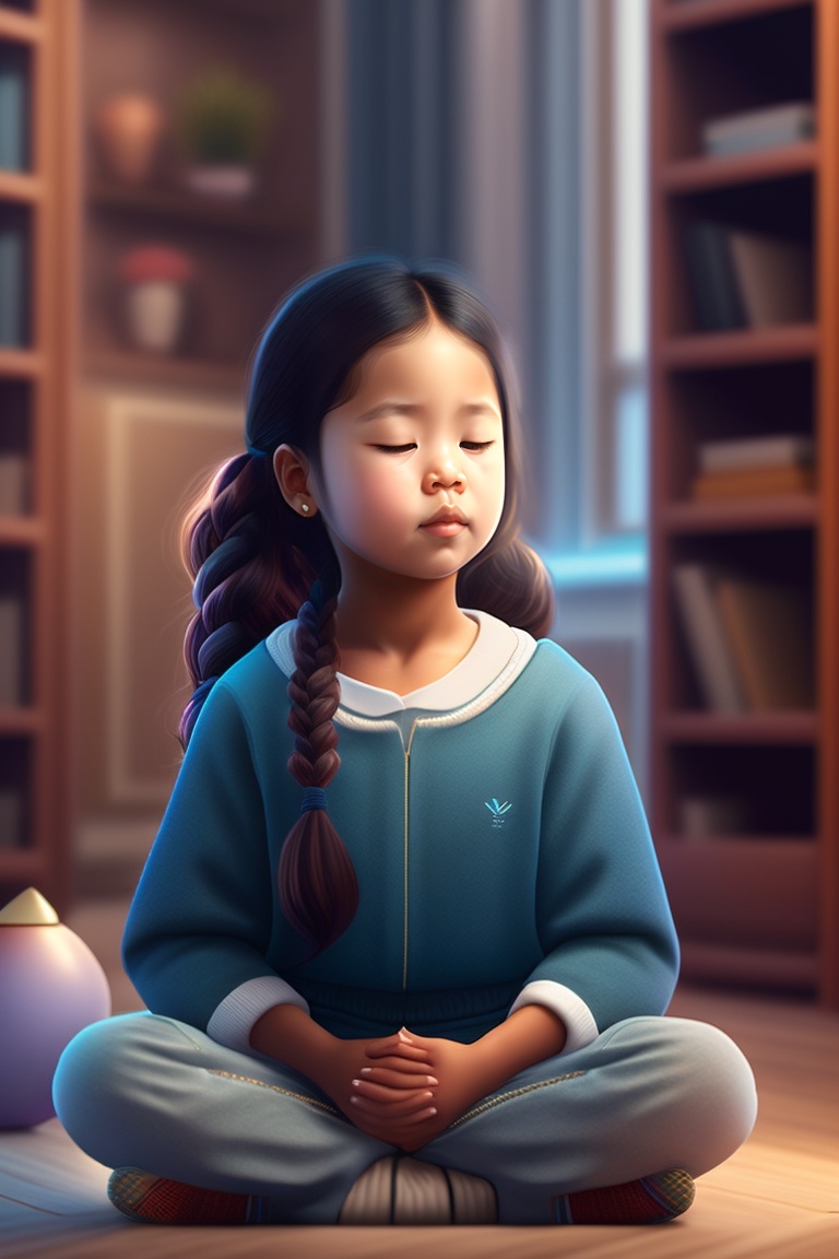 Lexica - A photo of girl sitting in her room with her eyes closed ...