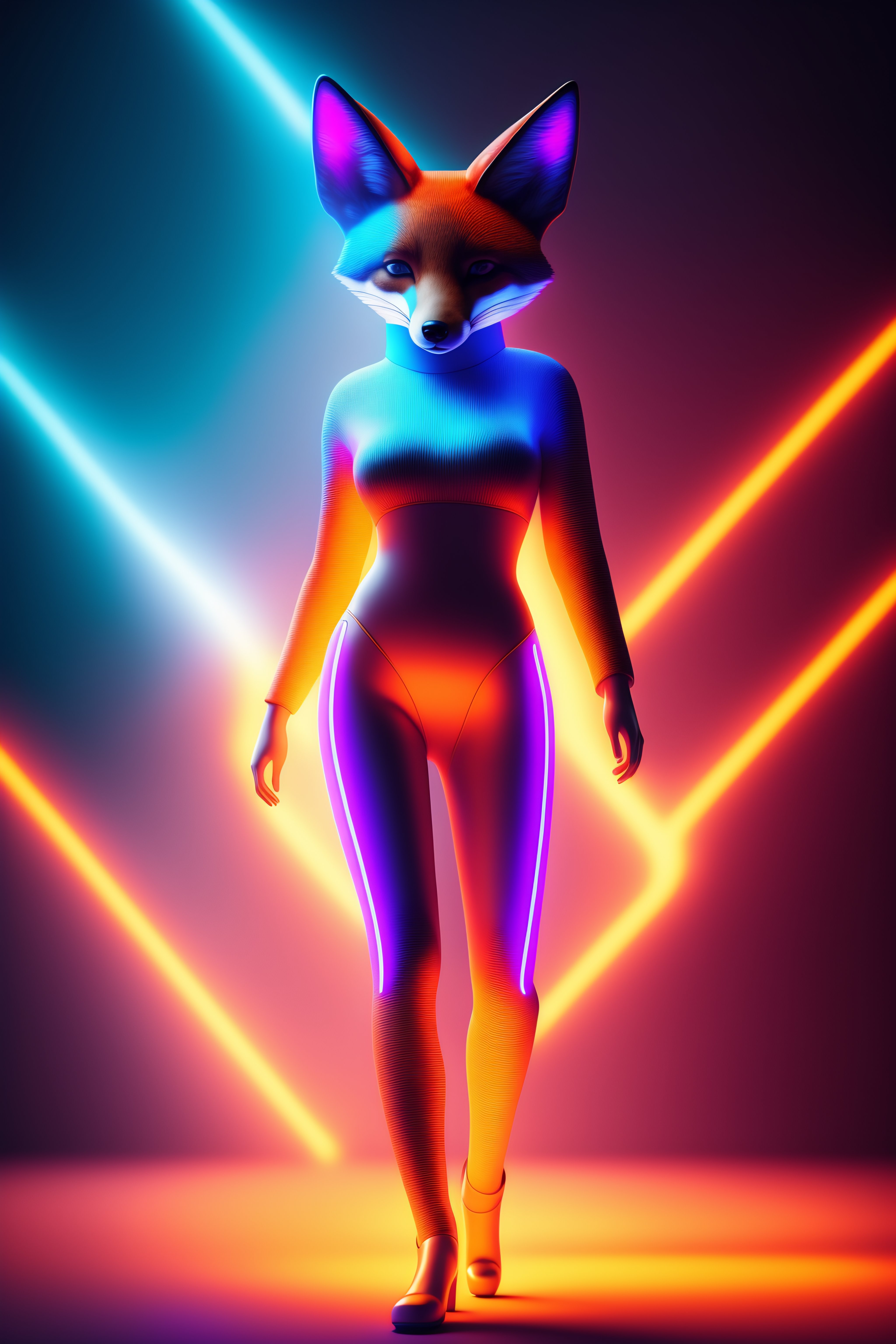 Lexica - The one who dances with the fox, fox face, woman body, leader ...