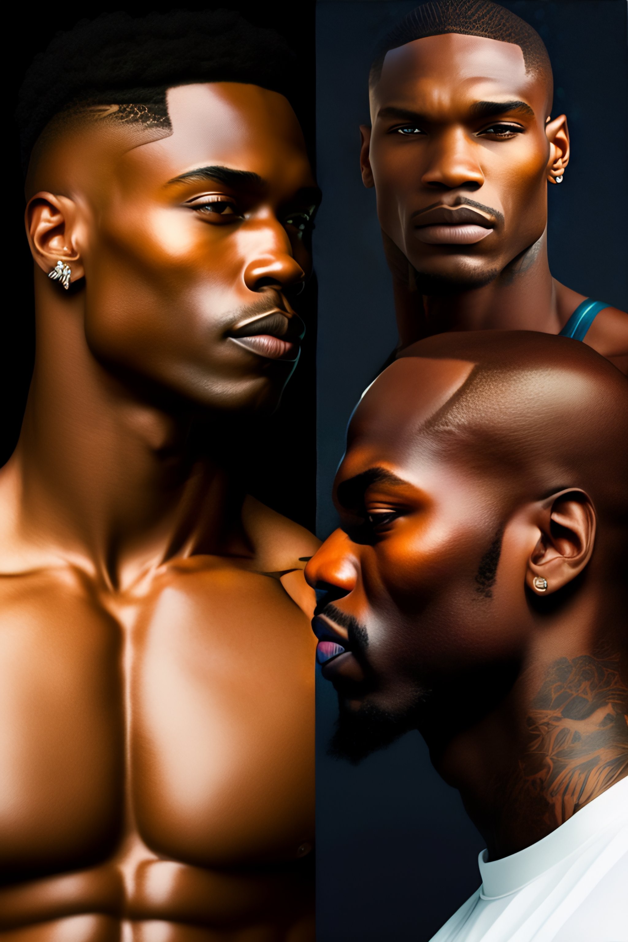 Lexica - A black man and a muscular white man with TDTF tattooed on ...