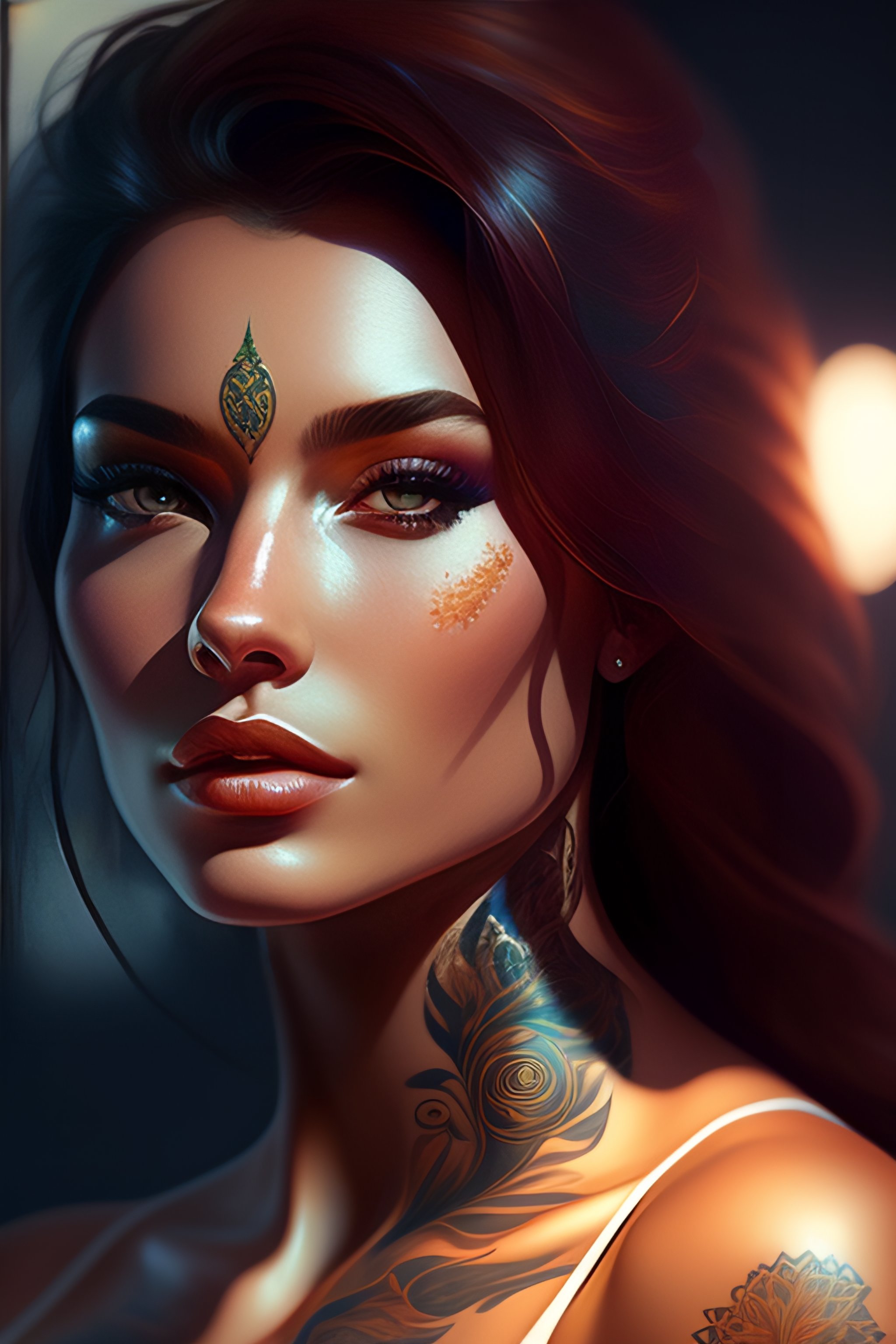 Lexica Beautiful woman with tattoos, sexy,, digital painting