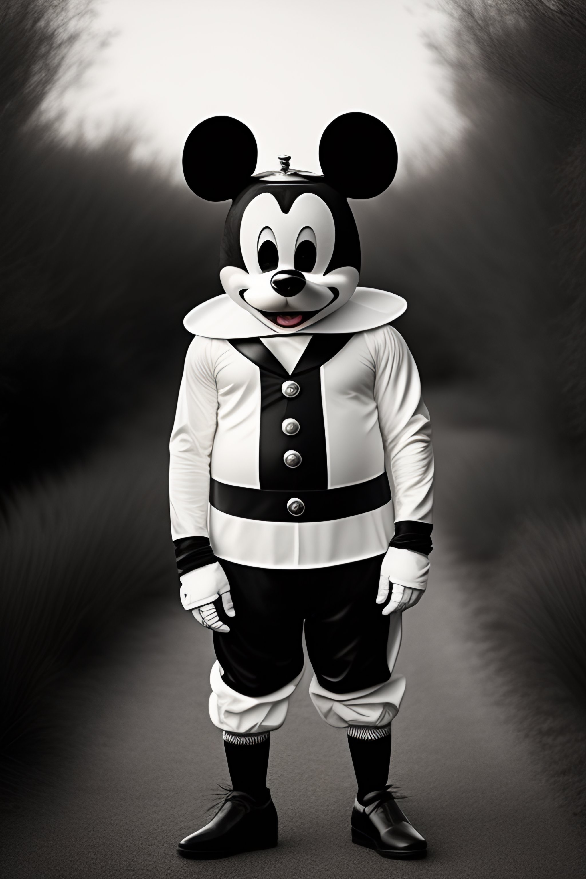 vieux costume de Mickey Mouse effrayant