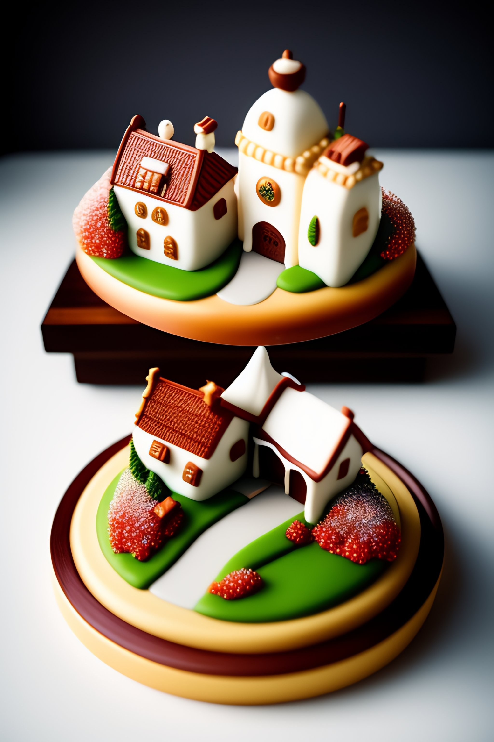 Lexica - Wedding Cake town prototype, white background