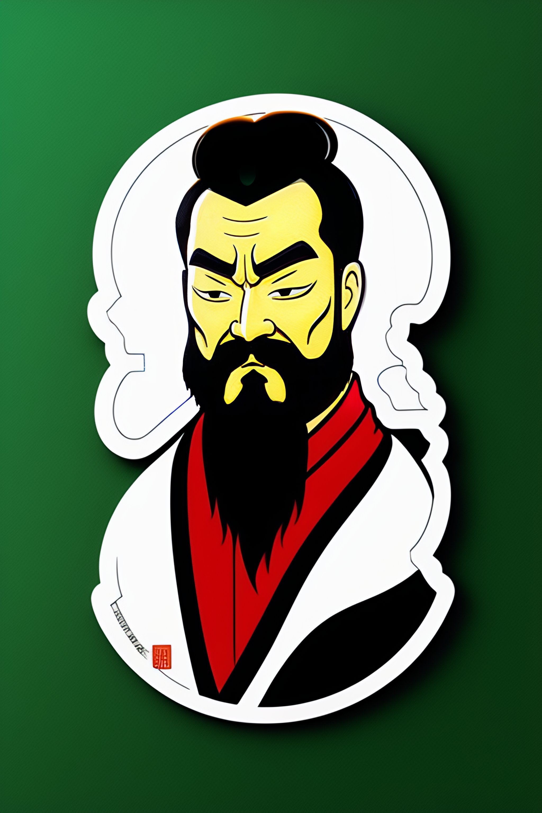 Lexica Evil Confucius Cartoon Sticker Anime Style Solid Background