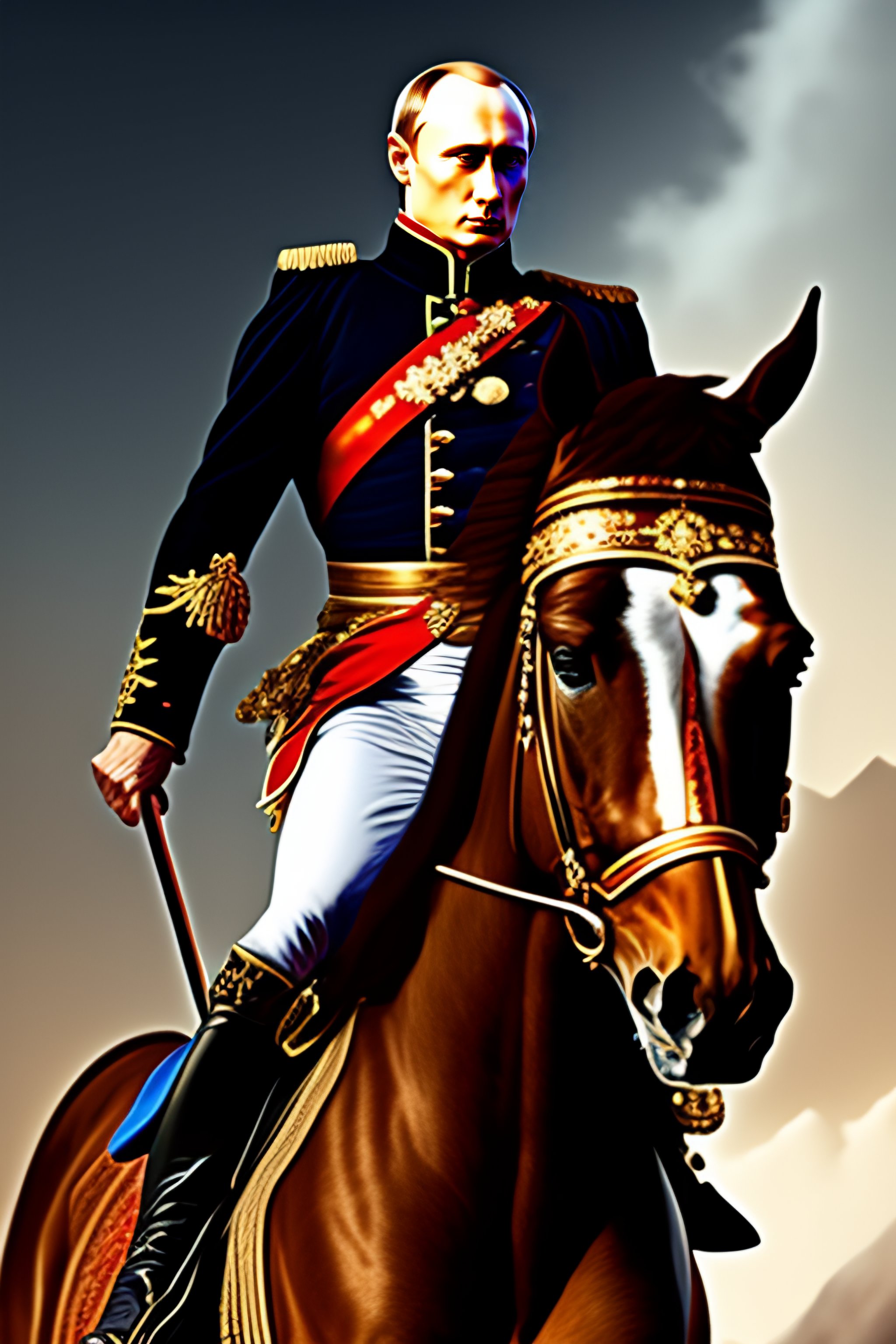 Lexica - Putin as napoleon, riding horse, highly detailed, smooth ...