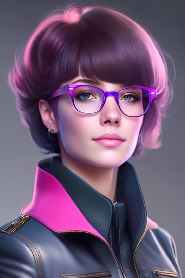 Lexica - Portrait of a girl who has brown and short hair with bangs ...