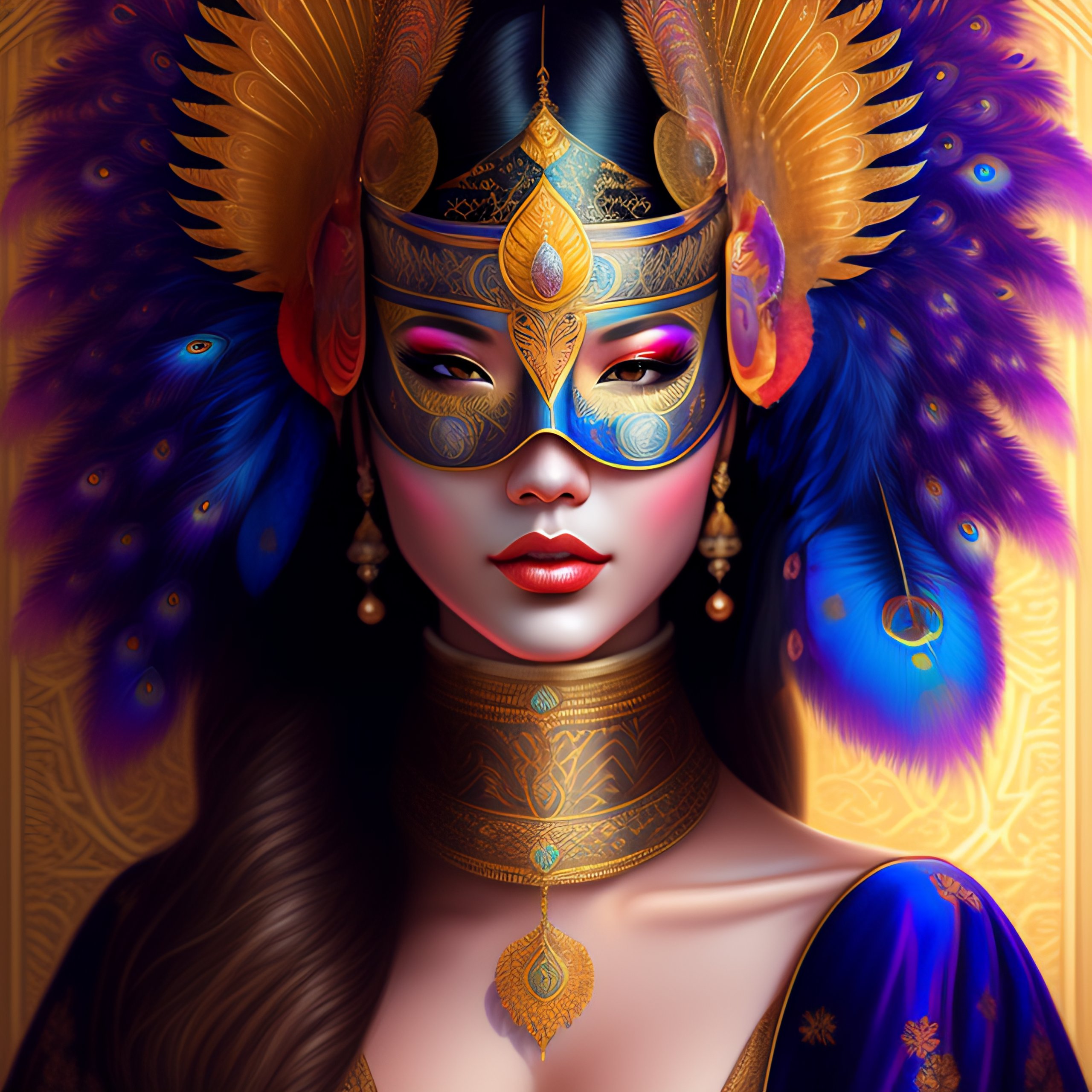 Lexica - Centered detailed portrait of a masked woman wearing a ...