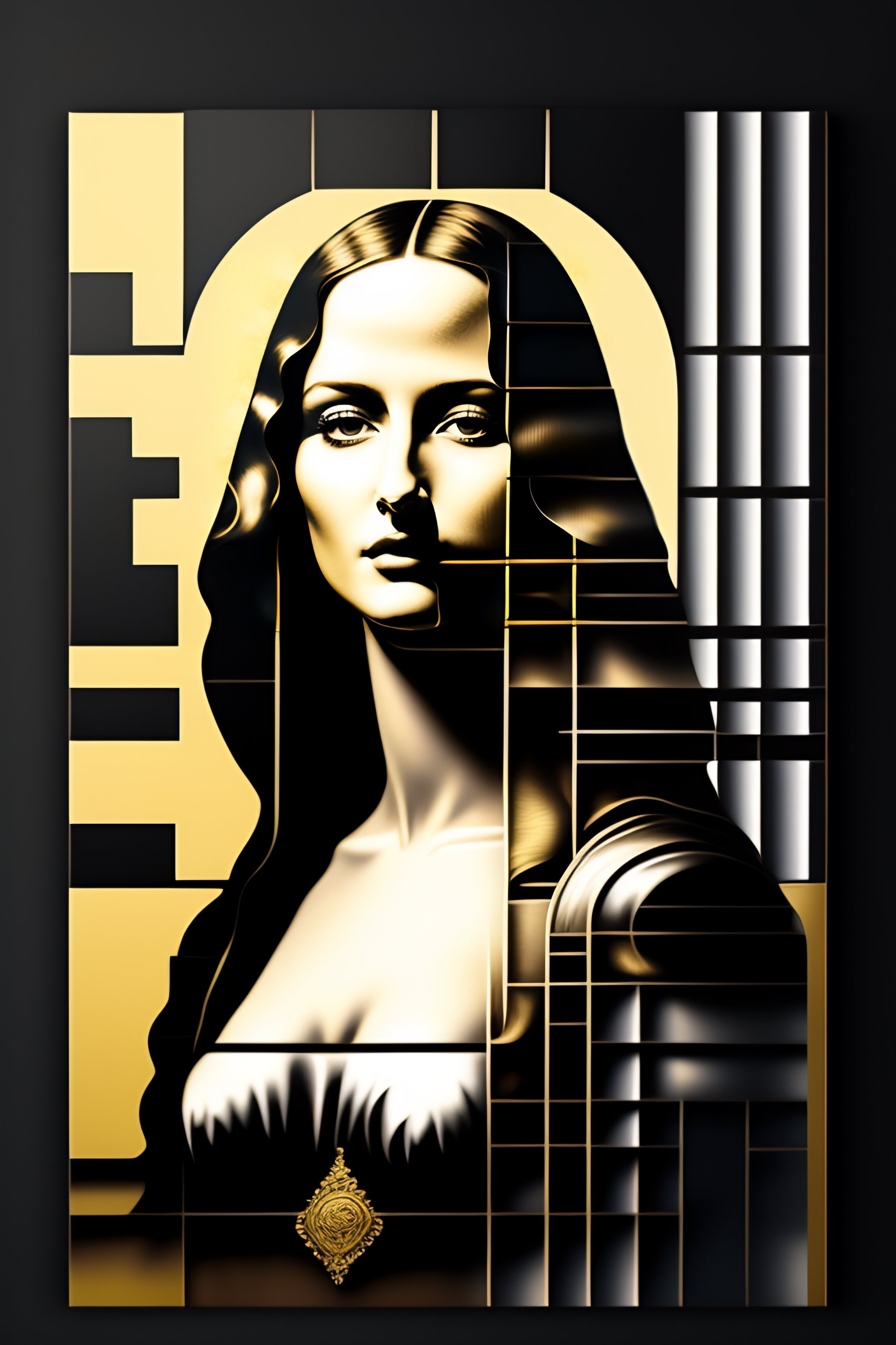 Lexica - Op art, the Monalisa like female model in the streets of Paris ...