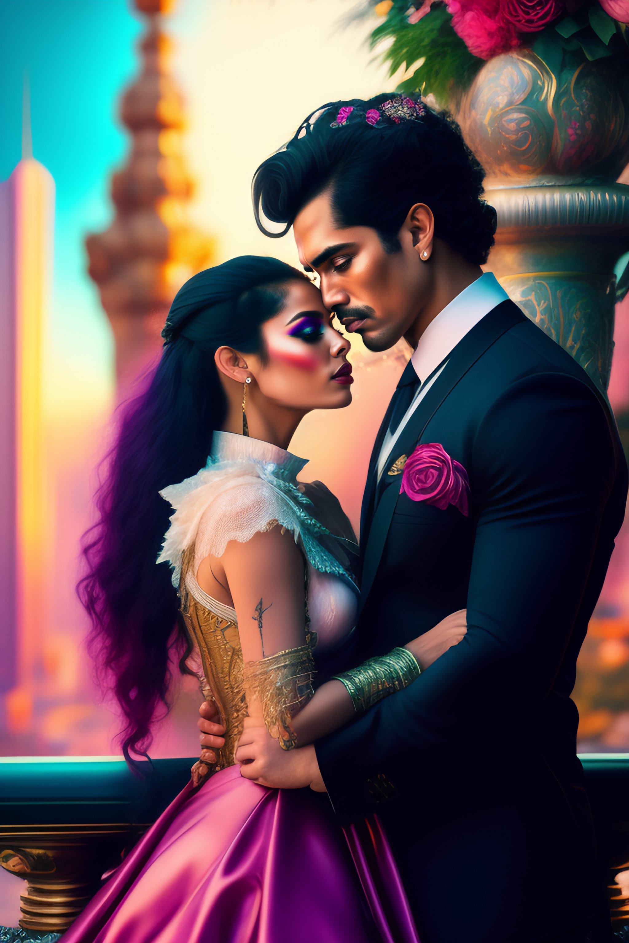 Lexica - Painting of a punk girl and elegant man falling in love ...