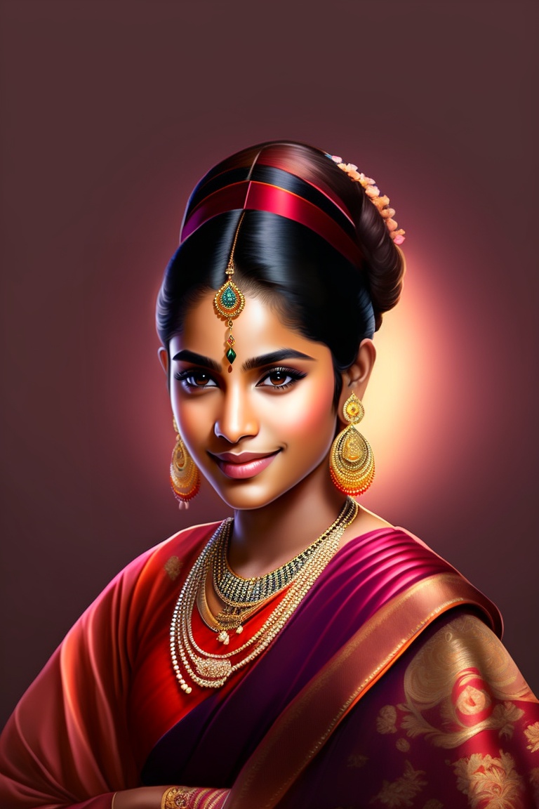 Lexica - A beautiful Malayalee girl stands in a traditional Kerala sari ...