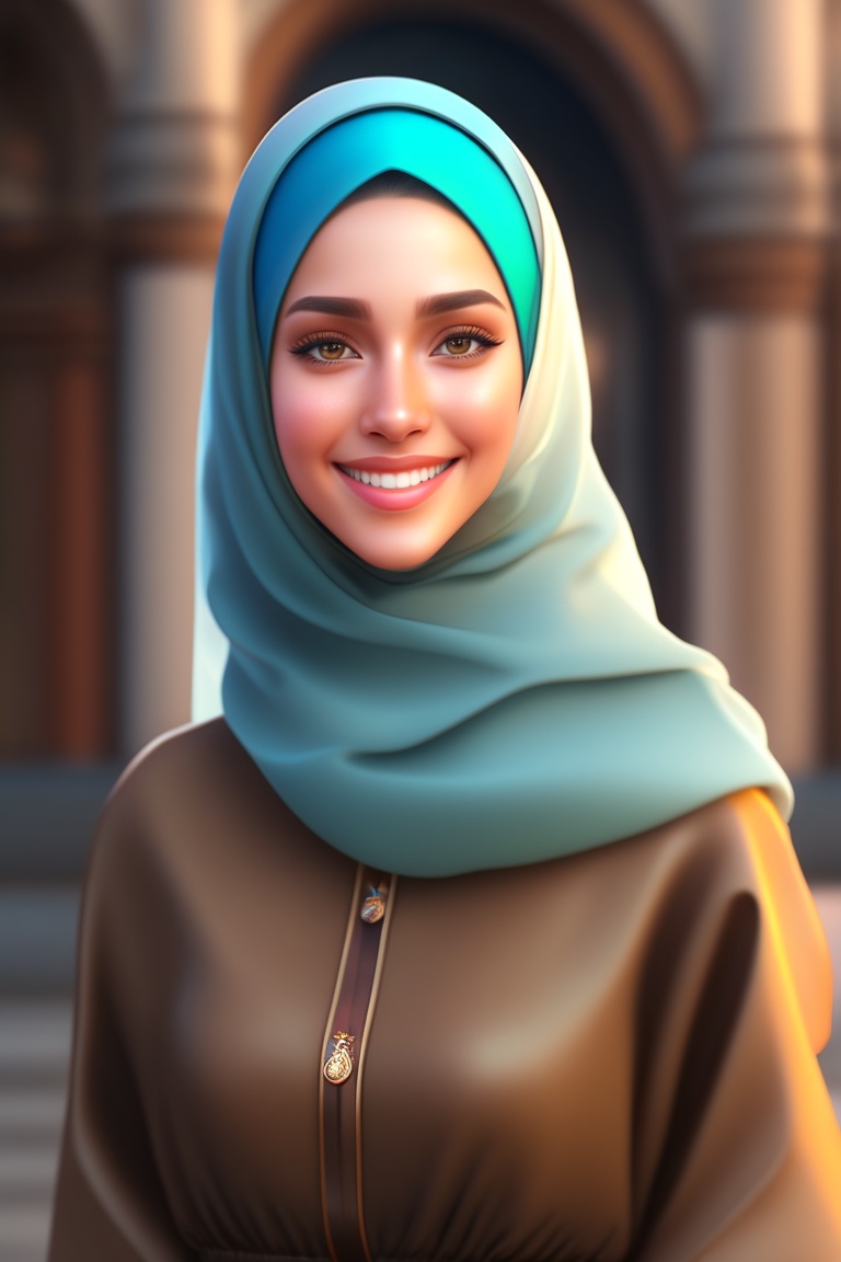 Lexica - Girl,happy,hijab,3d