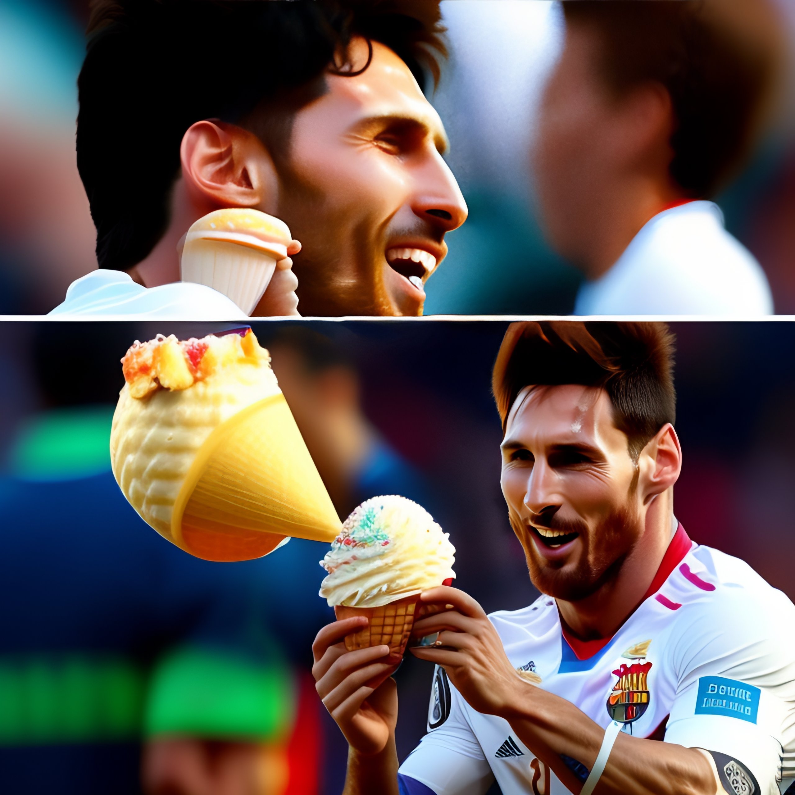 Lexica - Leo messi raising a giant ice cream cone