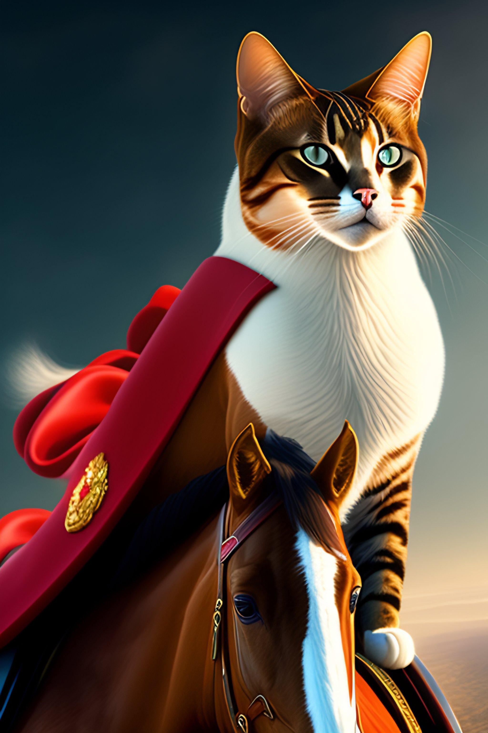 Lexica - A cat dressed like a soviet general riding a horse in space ...
