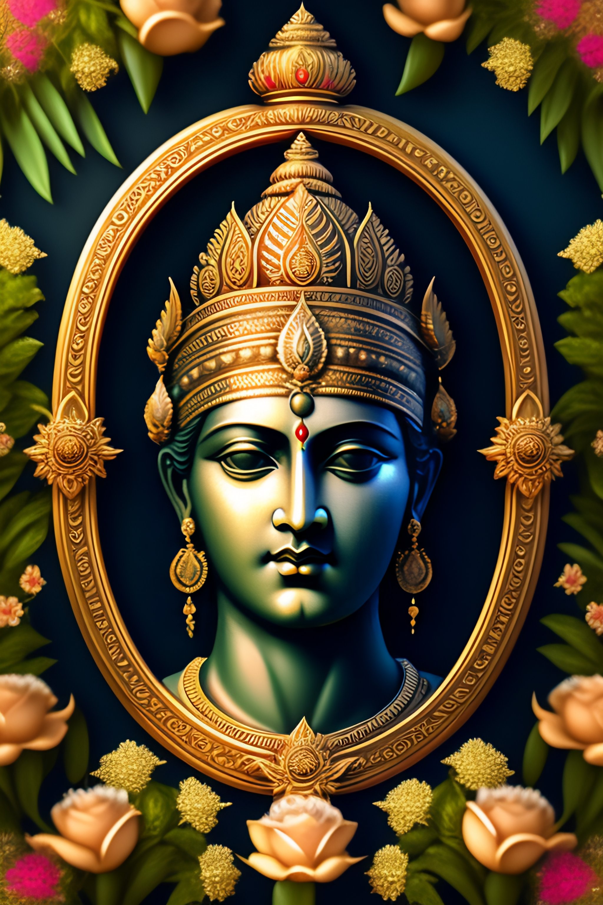 Lexica - Lord Rama with classical floral elements emanating from center ...
