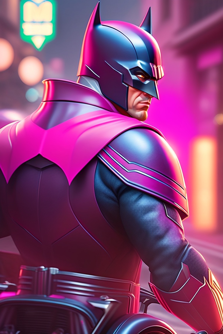 Lexica - Batman, wearing a pink uniform, is riding a pink motorcycle on ...