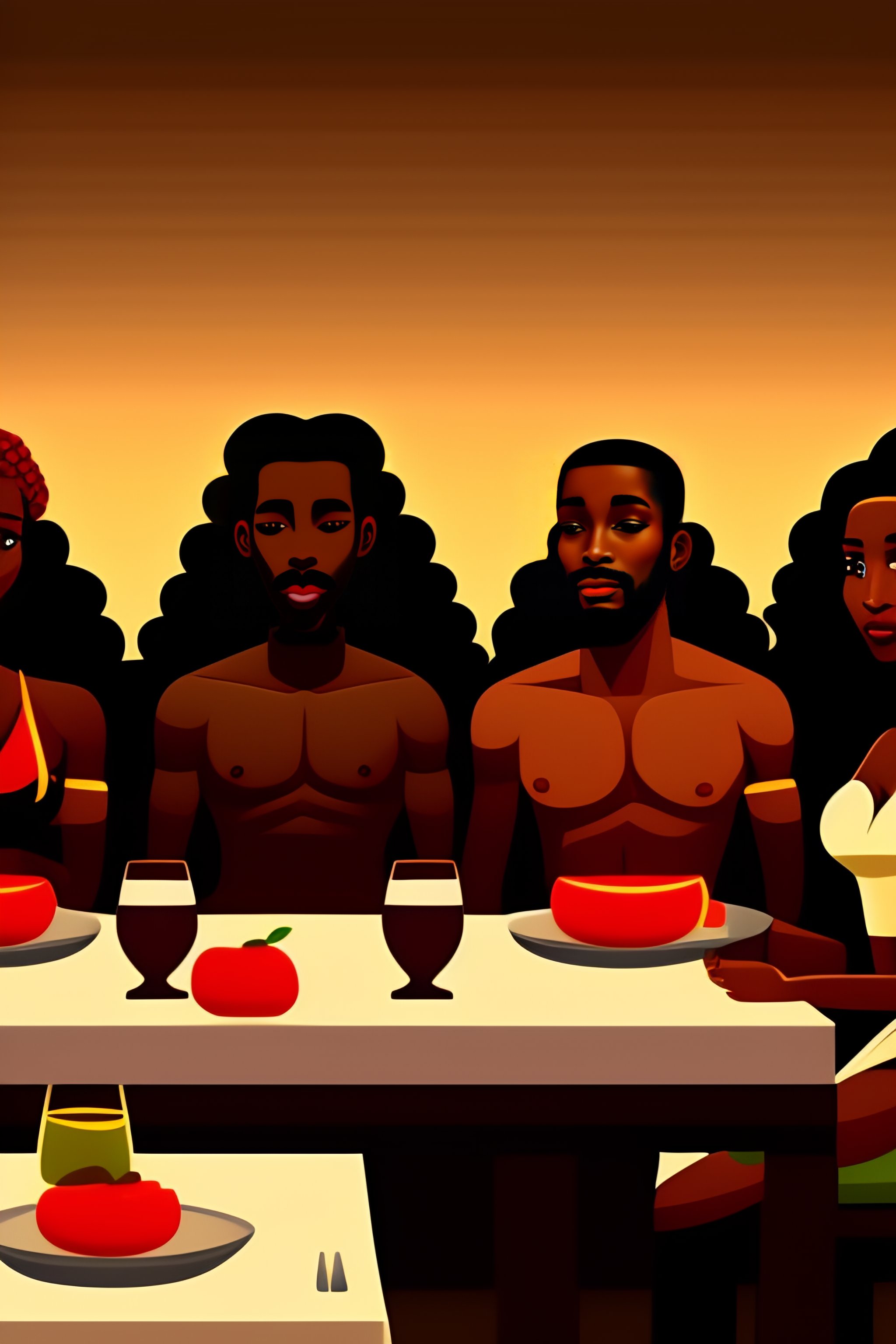 Lexica - Last supper brown skinned 12 disciples 4k cartooned