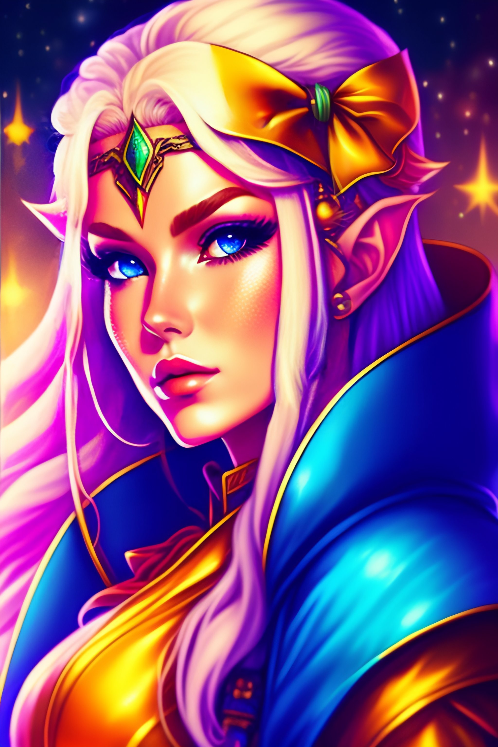 Lexica - A blond elf with bow and arrow Vintage 90's anime style sci-fi ...