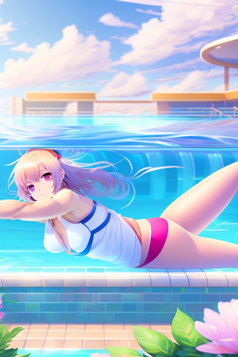 Lexica - Anime girls , swimming pool, swimsuit, 4k UHD detail, Taylor swift