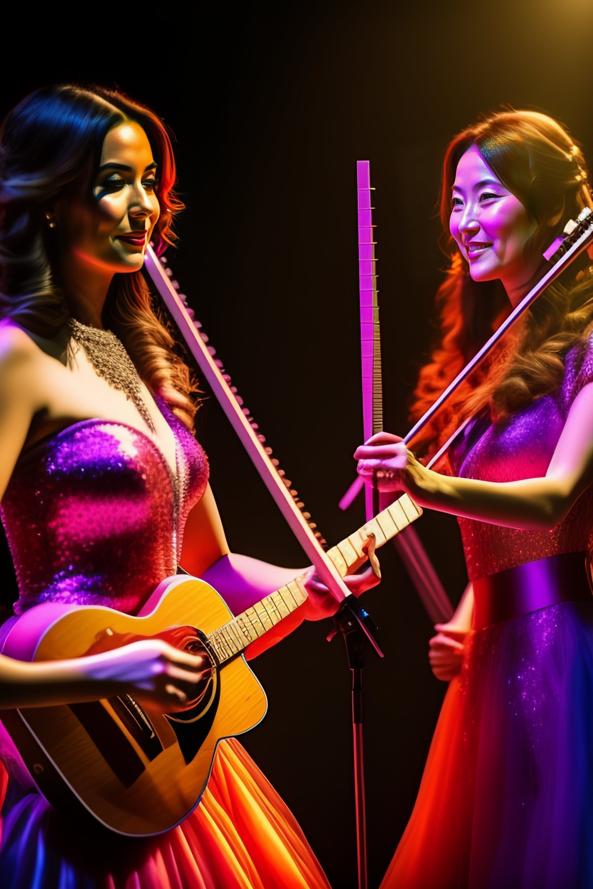 Lexica Female Flautists in dresses playing a bright concert in the