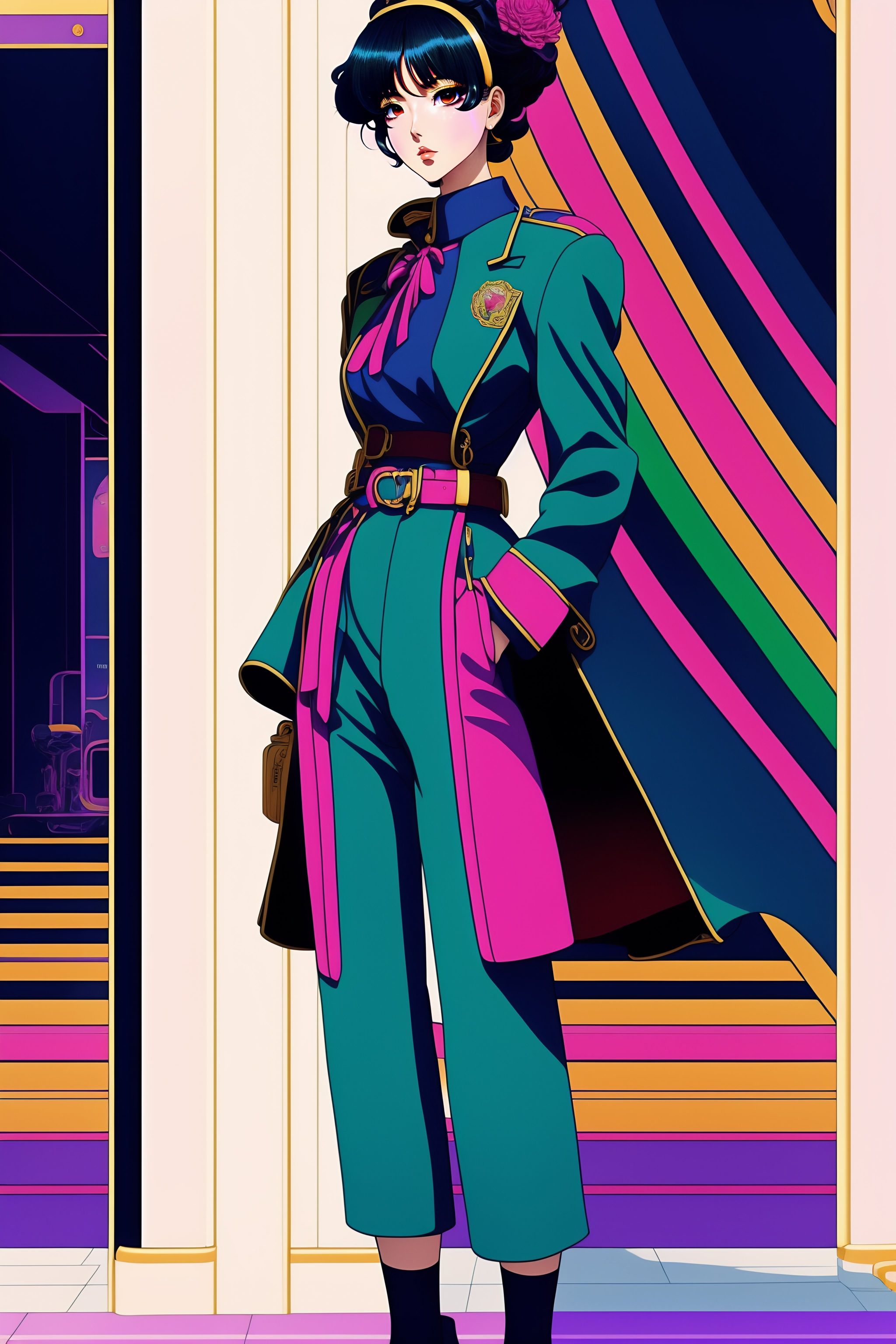 Lexica - Stylish haute couture outfit worn by model in the style of 90 ...
