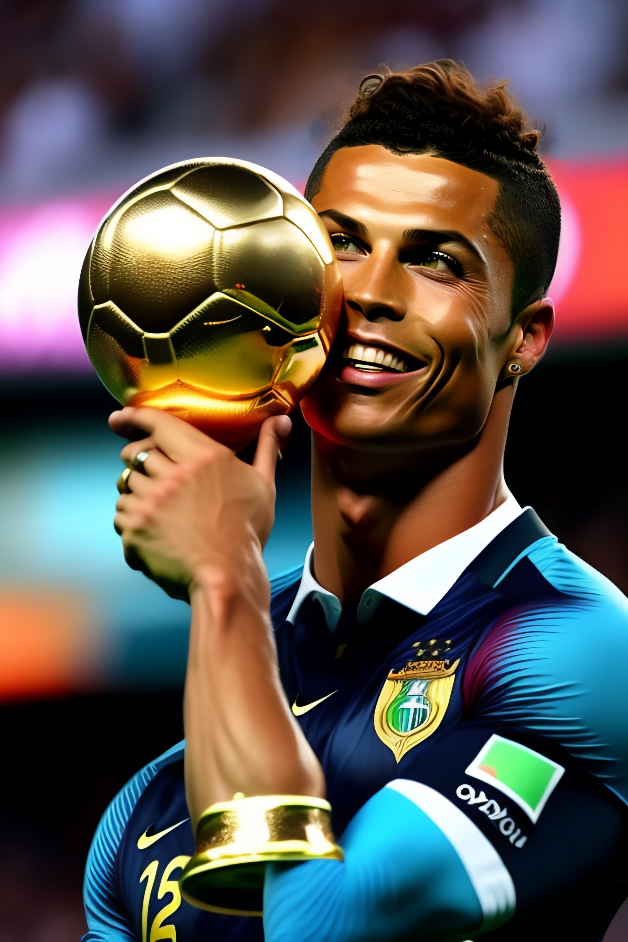 Dành cho những ai đang ao ước chứng kiến chiếc cúp vàng World Cup trên tay Ronaldo, hãy chiêm ngưỡng bức tranh hình của Lexica. Đây chính là một bức hình đầy bất ngờ và tuyên bố của những khát vọng thực sự, tạo nên một năng lượng lạ kỳ cho màn hình của bạn.