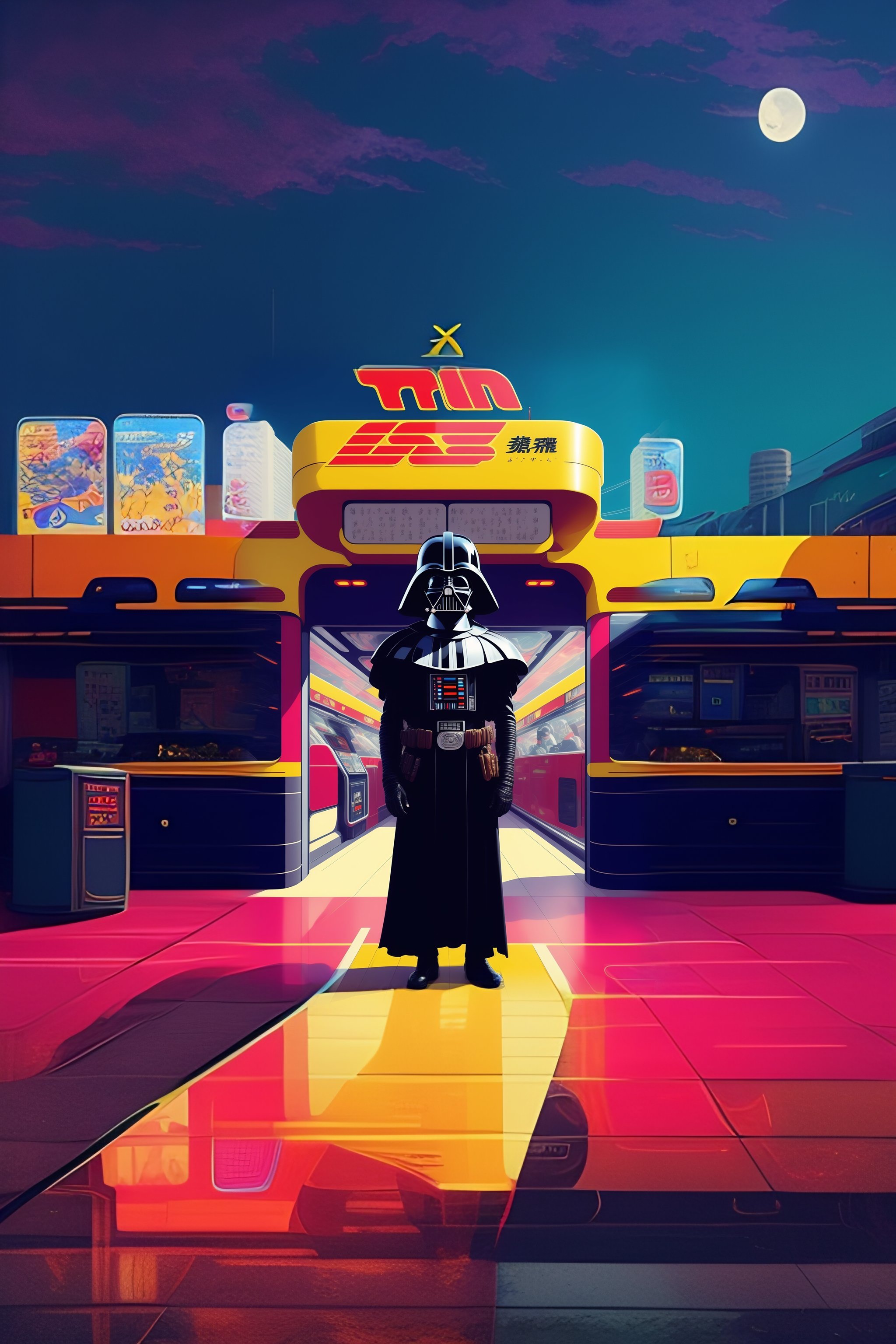 Lexica - Stylish Darth Vader in the style of 90's vintage anime ...