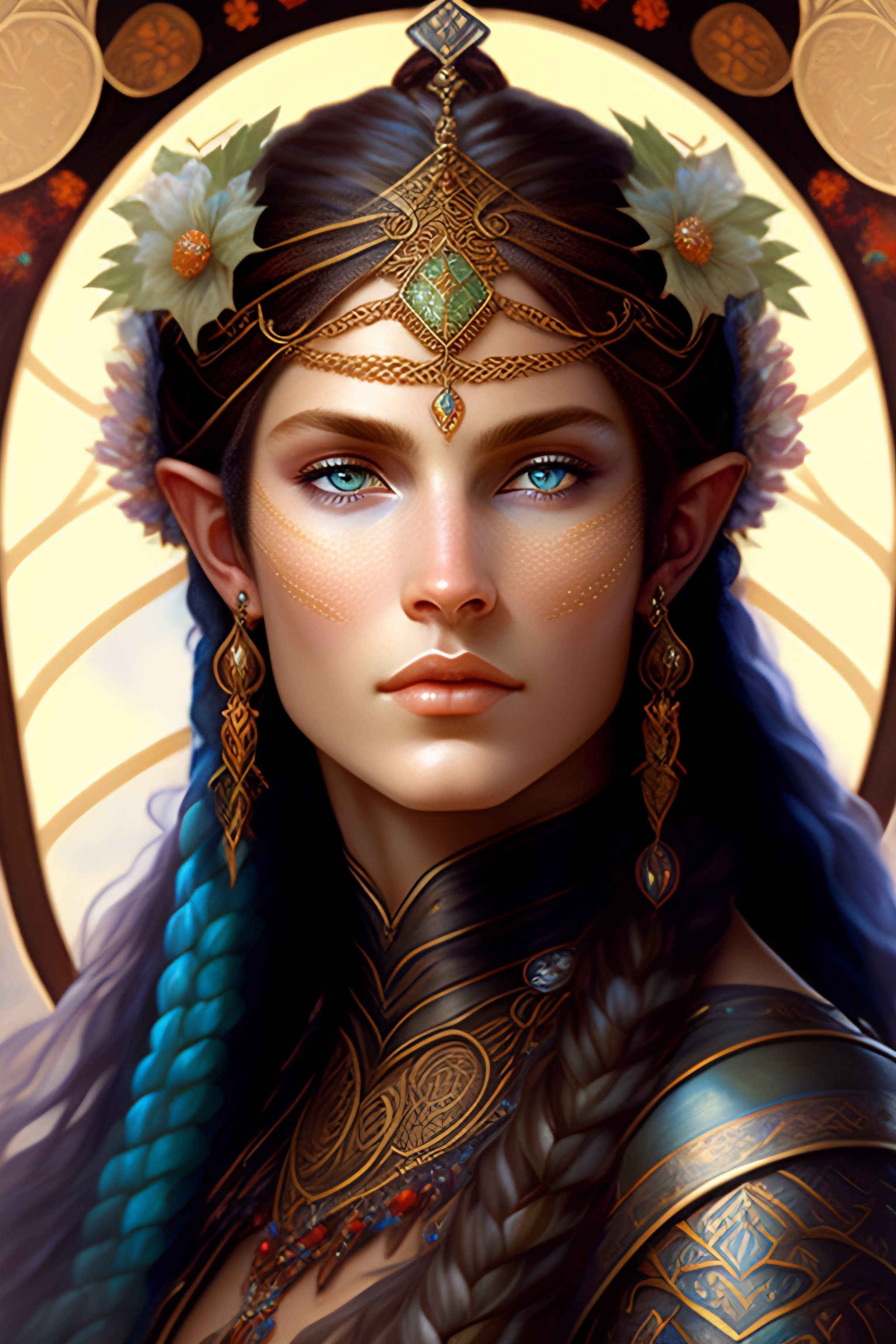 Lexica - Portrait of a young druid elf woman with dark brown skin, pale ...