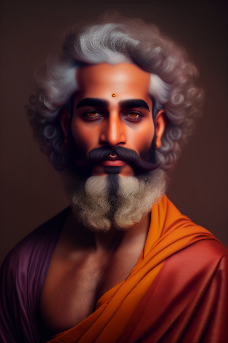 Lexica - Portrait of an ancient Hindu brahmin monk by Malika Favre ...