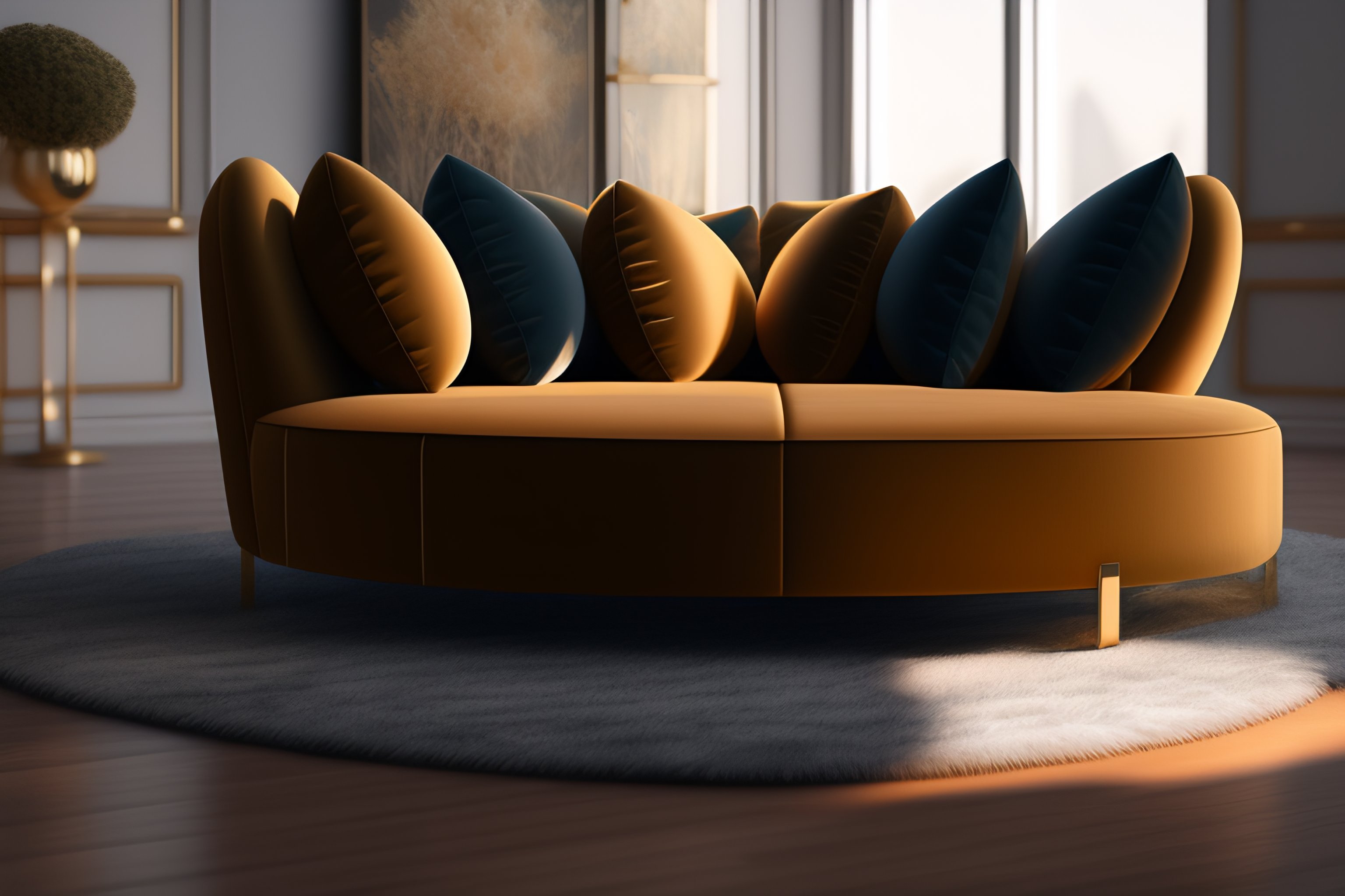 Lexica - Modern curved sofa tuffed with 2 pillows , perfect composition ...