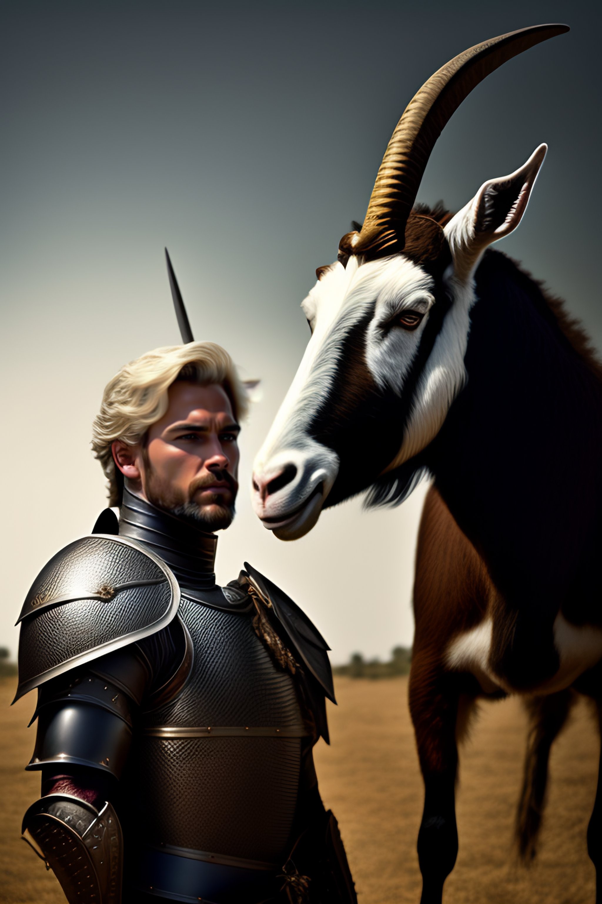 Lexica - A knight in armor with the face of a goat