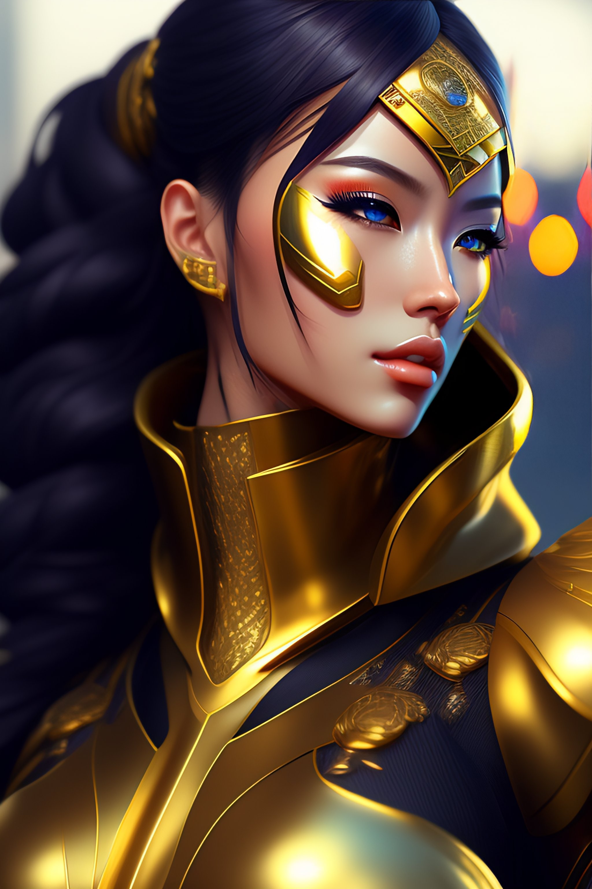 Lexica - Portrait of a gold-plated, cyberpunk, cyborg ninja, third ...